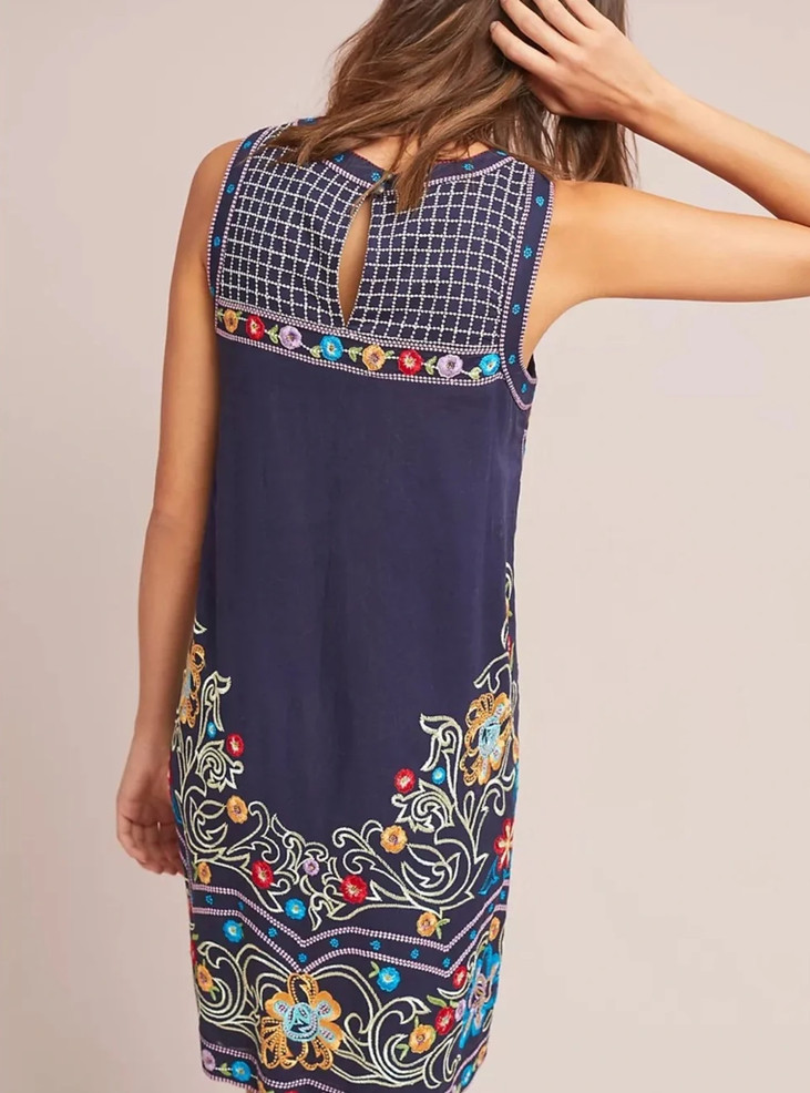 Anthropologie Kira Embroidered Tunic Dress 8 by Maeve