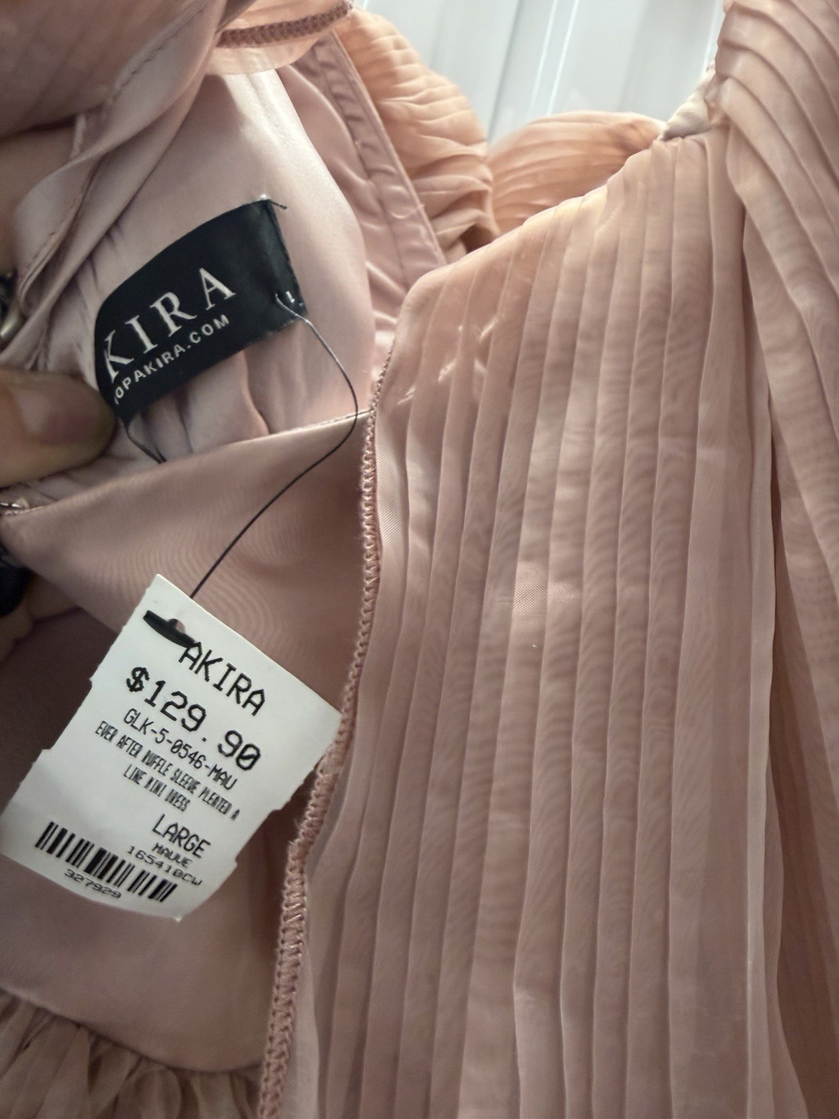 Akira Fit & Flare Ruffle Pleated Layered V-Neck Dress Pink L Party