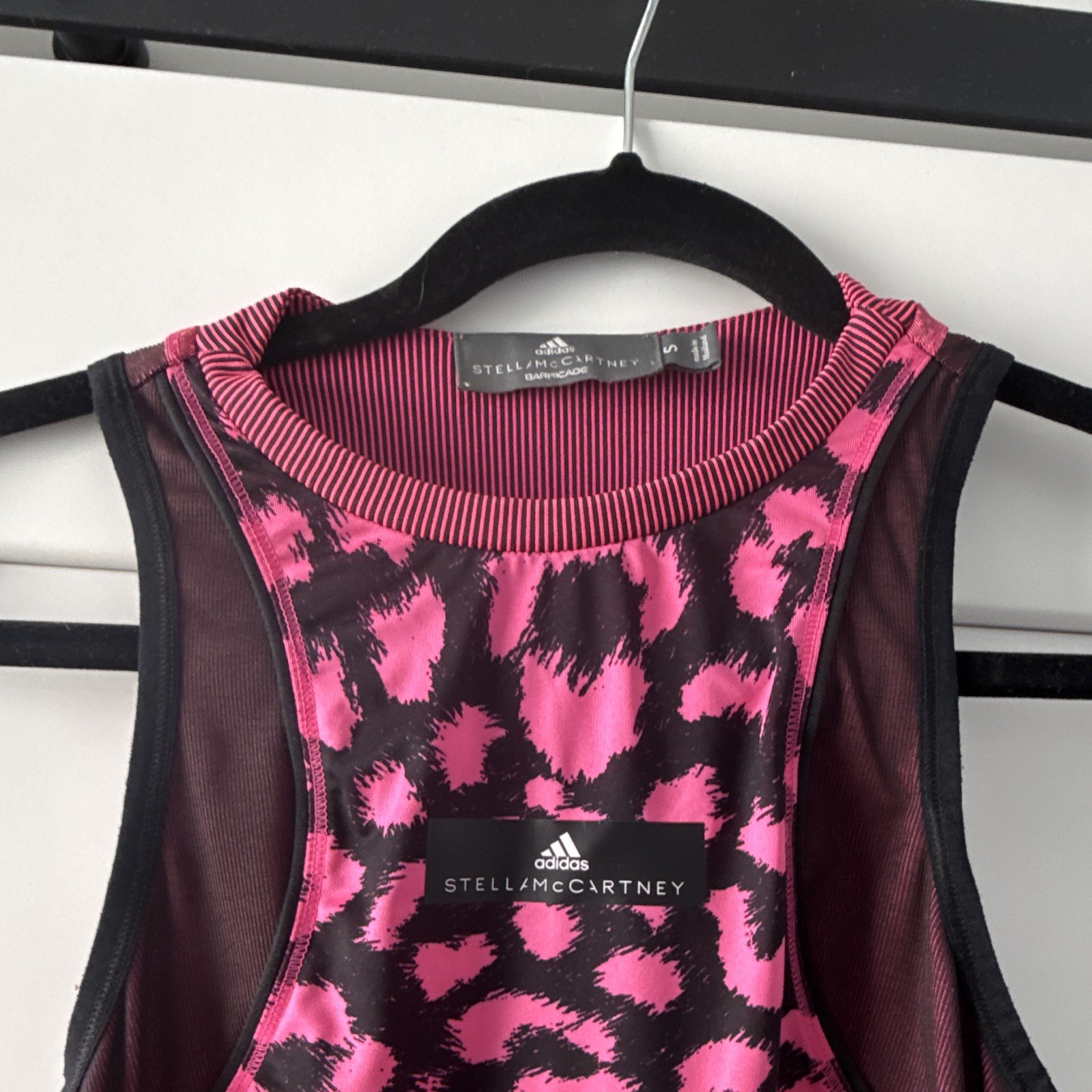 adidas by Stella McCartney Womens Mesh Tank Dress Leopard Print Pink/Black S
