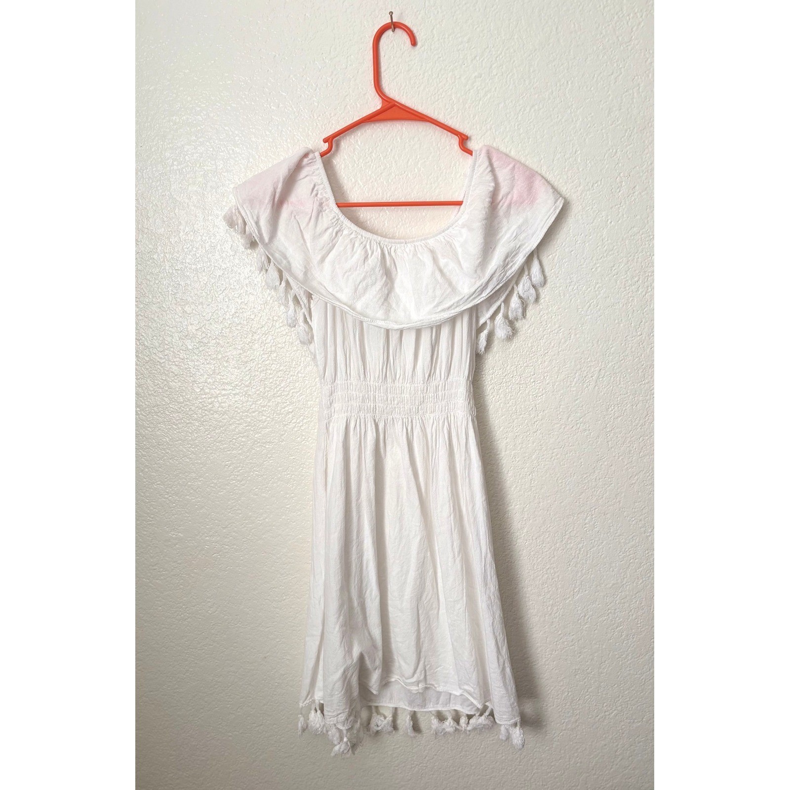 Seaspice Off Shoulder Tassel Dress Beach Vacation Coastal Resort Preppy Hamptons