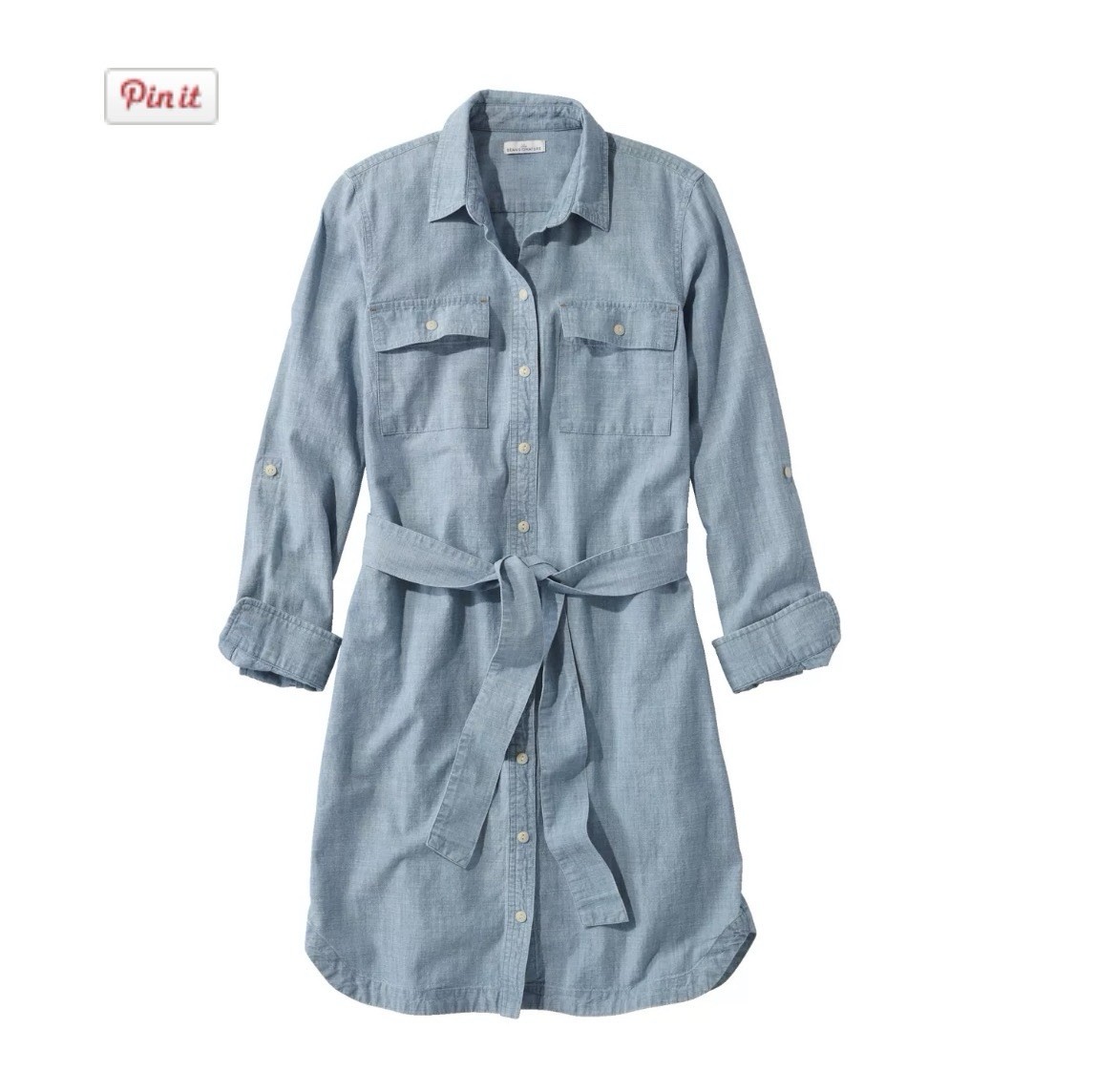 LL Bean Signature Shirt Dress In Chambray Denim Color Size S Reg