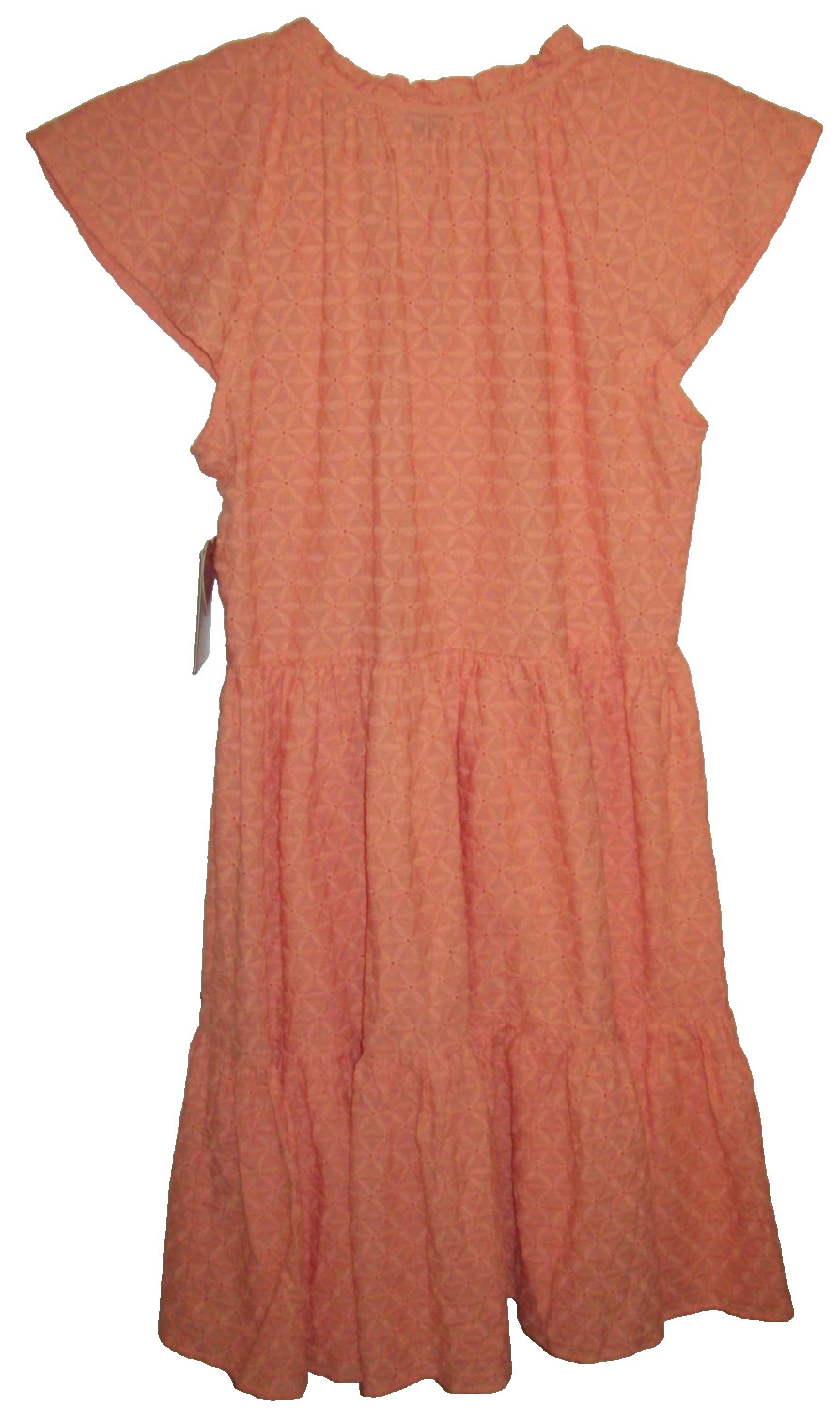 NWT FAIRHOPE Romantic PEACHY ORANGE Eyelet SS Midi Dress SZ M Bust 40″ (RC)