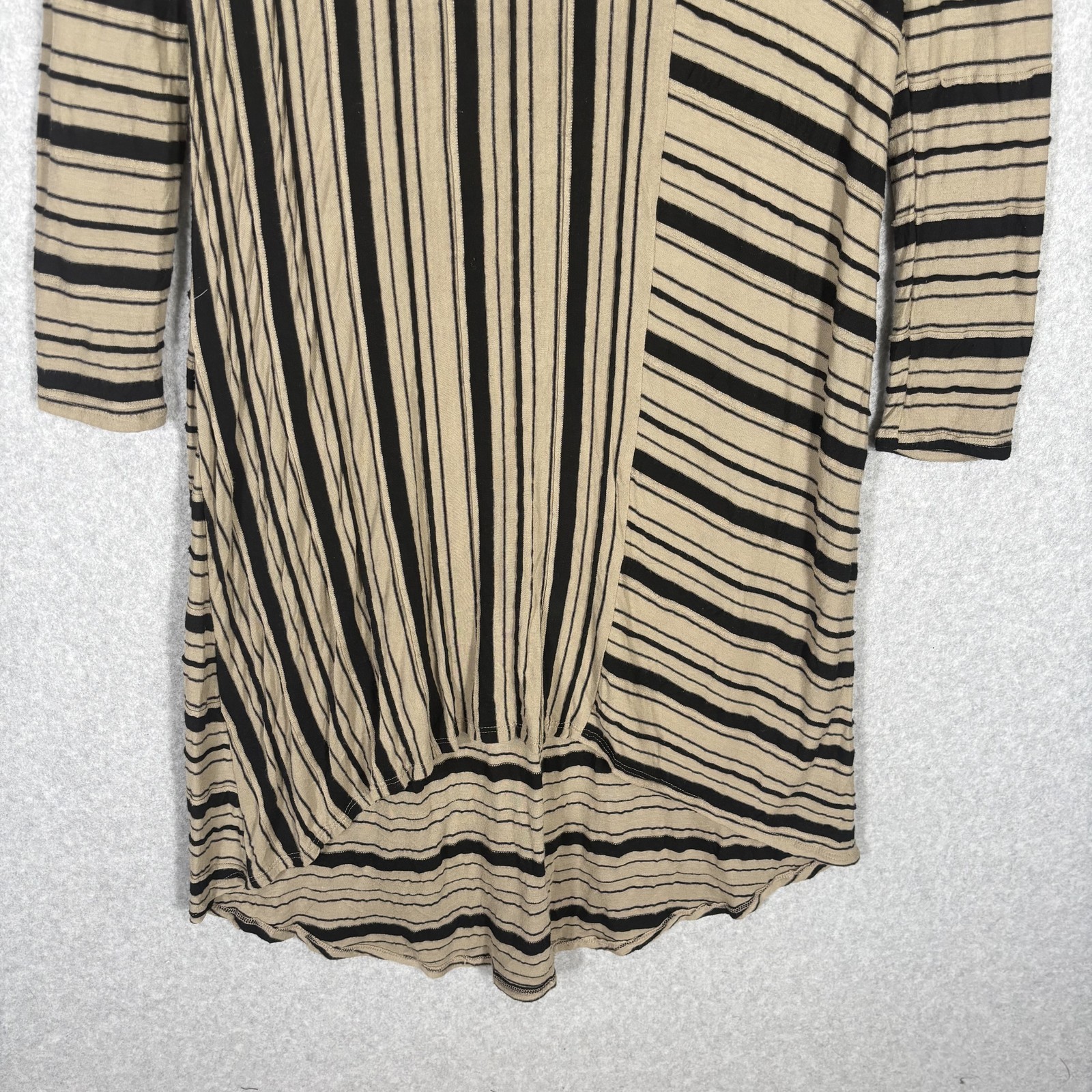 Chalet Dress XS Tan Asymmetric Flowy Layered Textured Artsy Lagenlook Modest USA