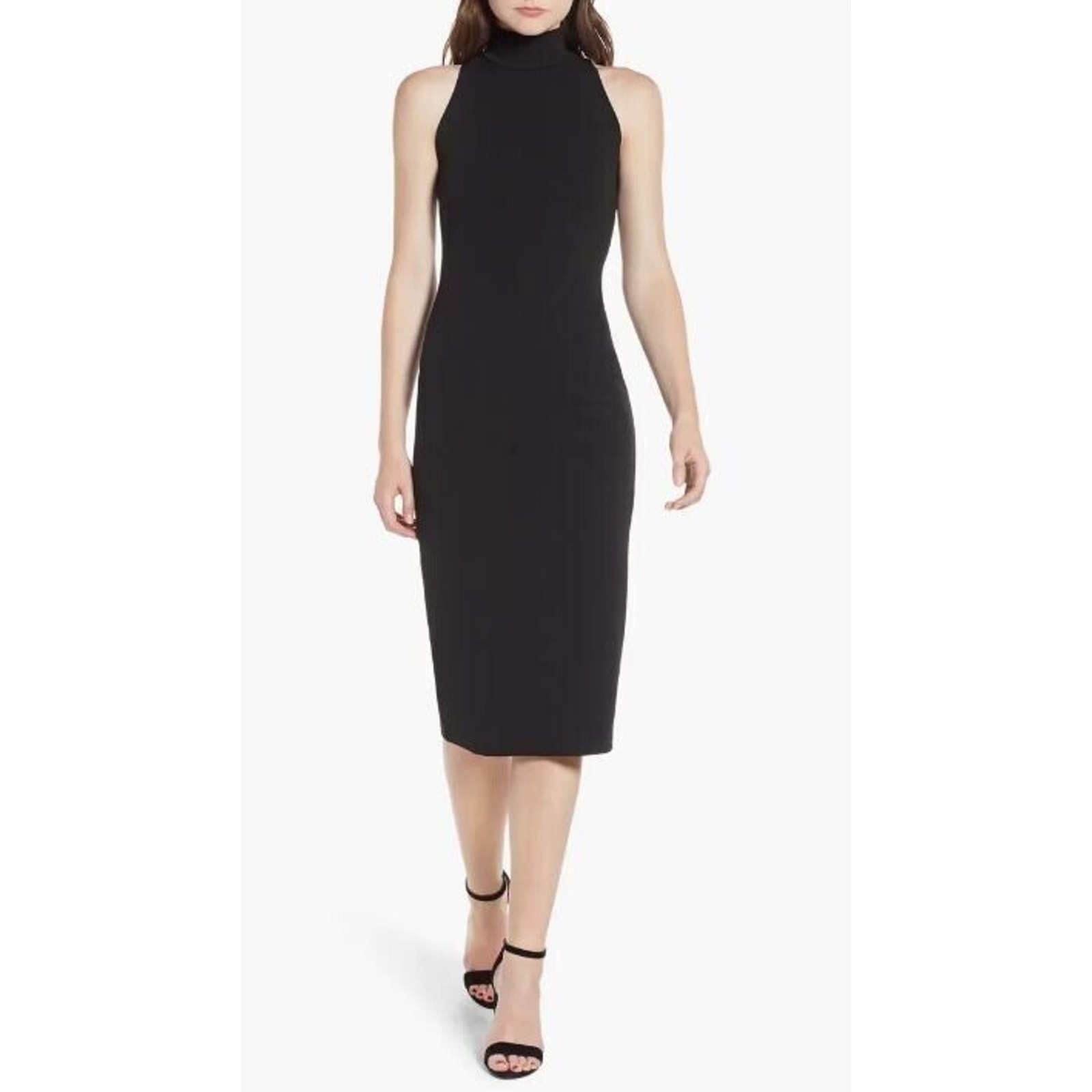 Leith Women’s Mock Neck Body-Con Sleeveless Dress in Black Small MSRP $59