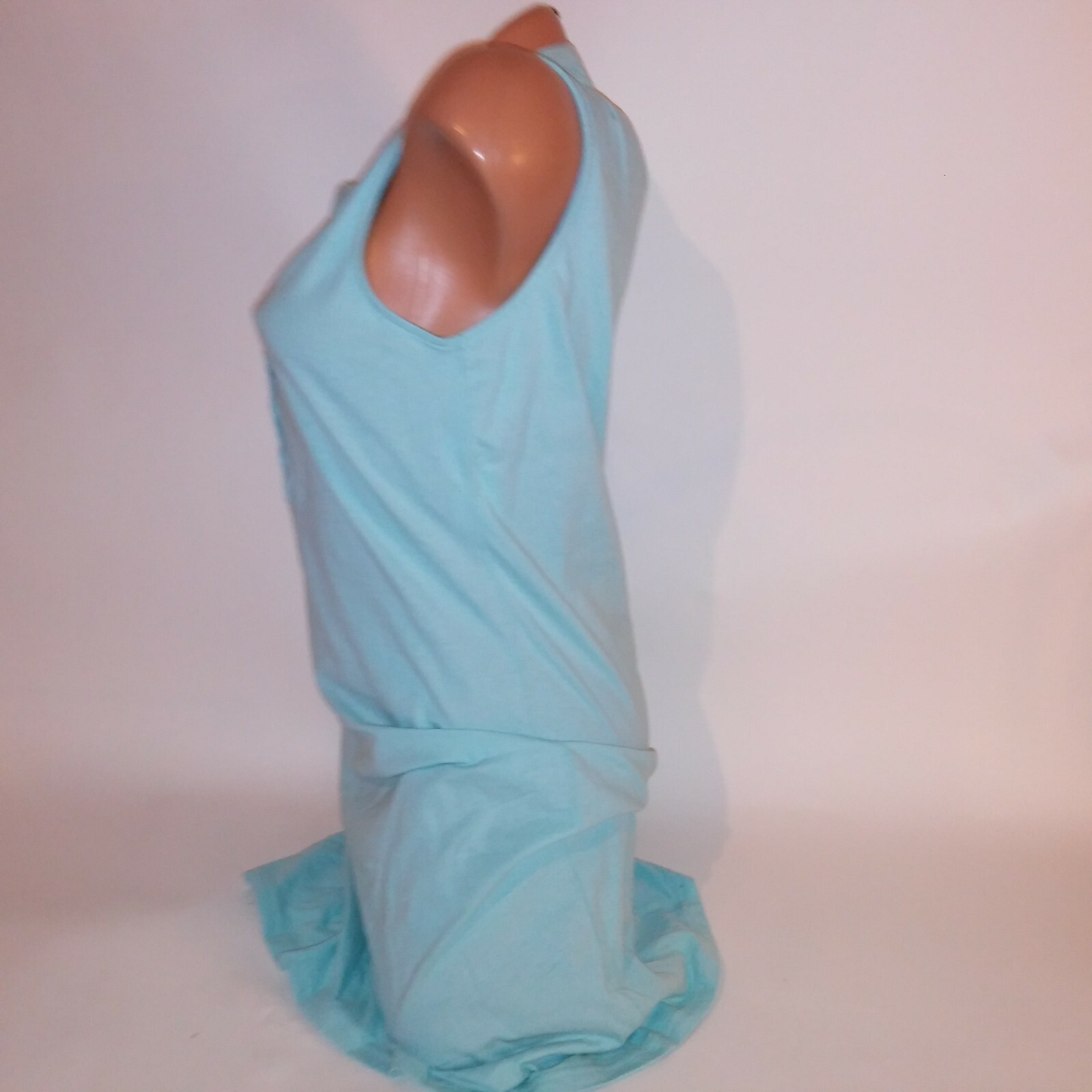 Basic Editions Dress Light Blue Sleeveless Button Top New
