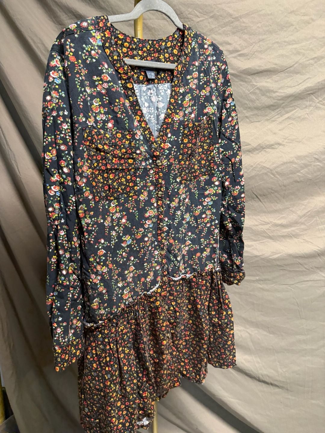 Maeve by Anthropologie Marlie Button-Front Floral Mixed-Print Tunic Dress