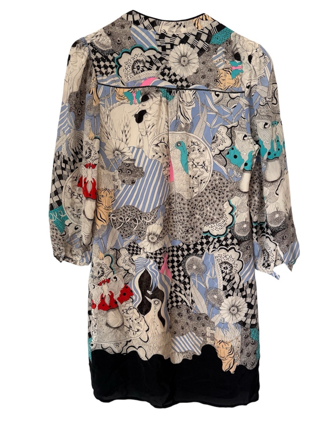 Anthropologie Drawing By Florence Balducci Cleo Silk Dress Abstract Print XS