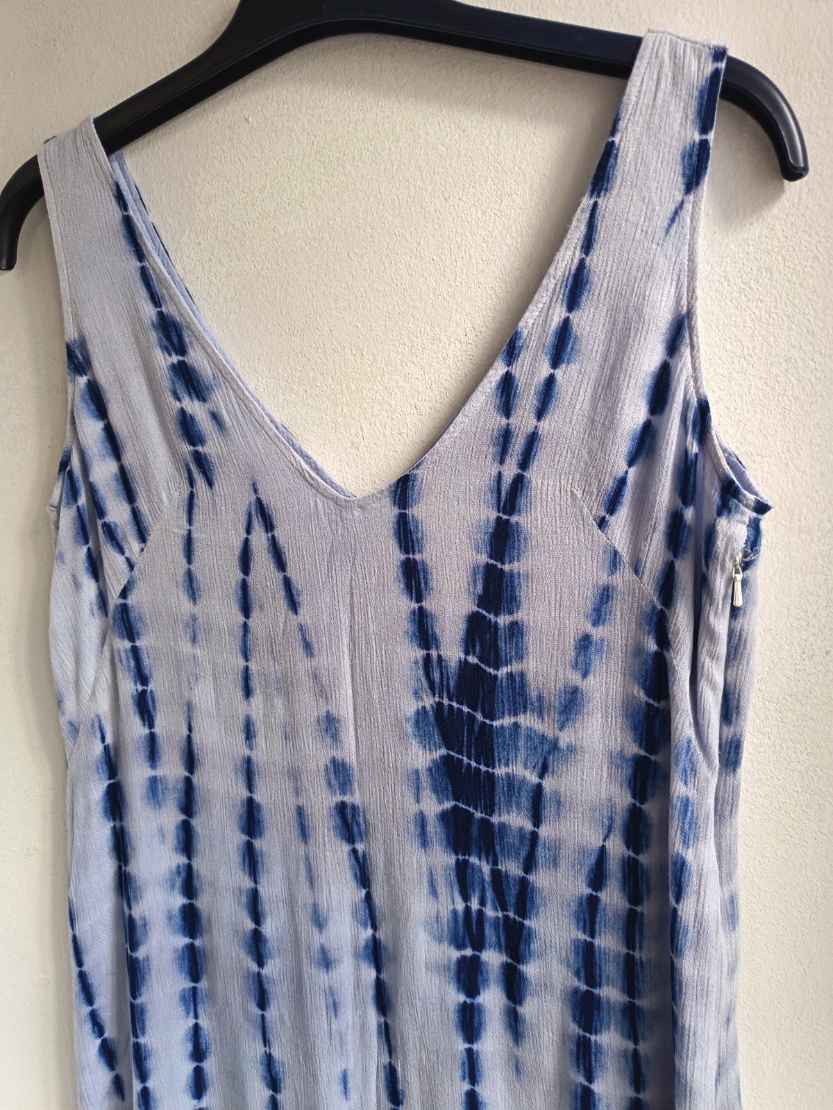 French Connection Long Tye Dye Lined Blue & Light Blue Maxi Dress Size UK 14