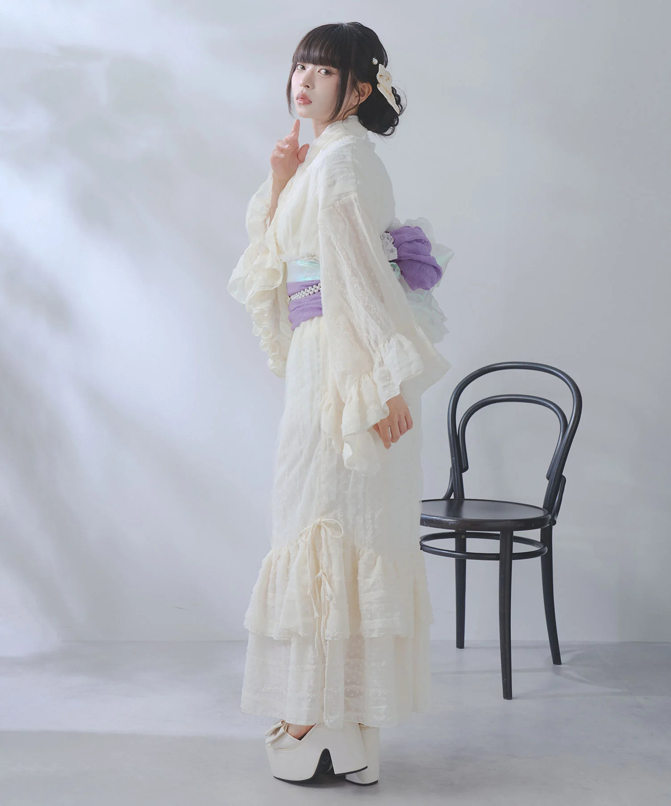 BULK Buy Dot Tulle Lace Ruffle Mermaid Yukata 3pc Set Large Sizes Jirai New