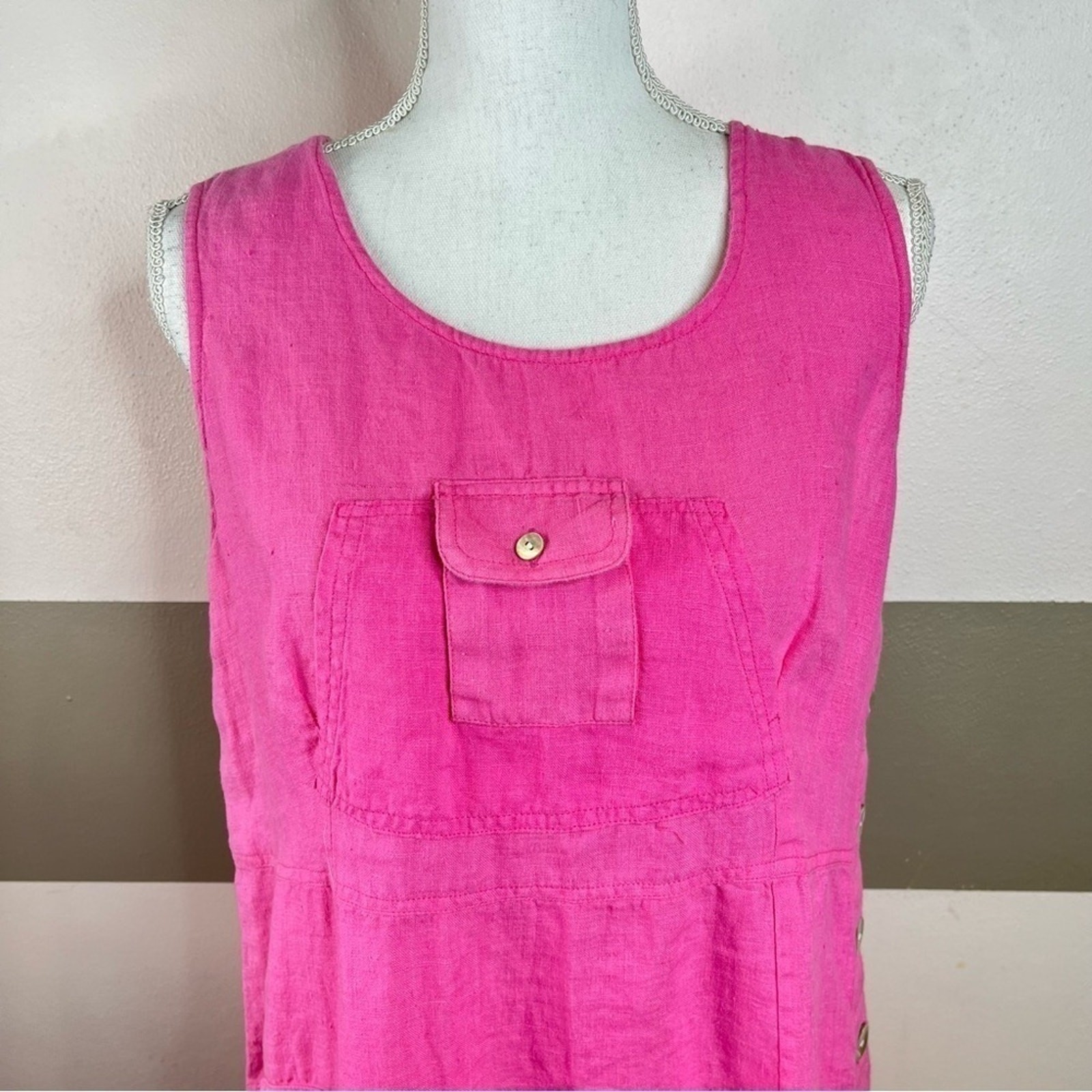 KARAVAN Vintage 90s Pink Coastal Beach Breathable Lightweight Tank Slip Dress M