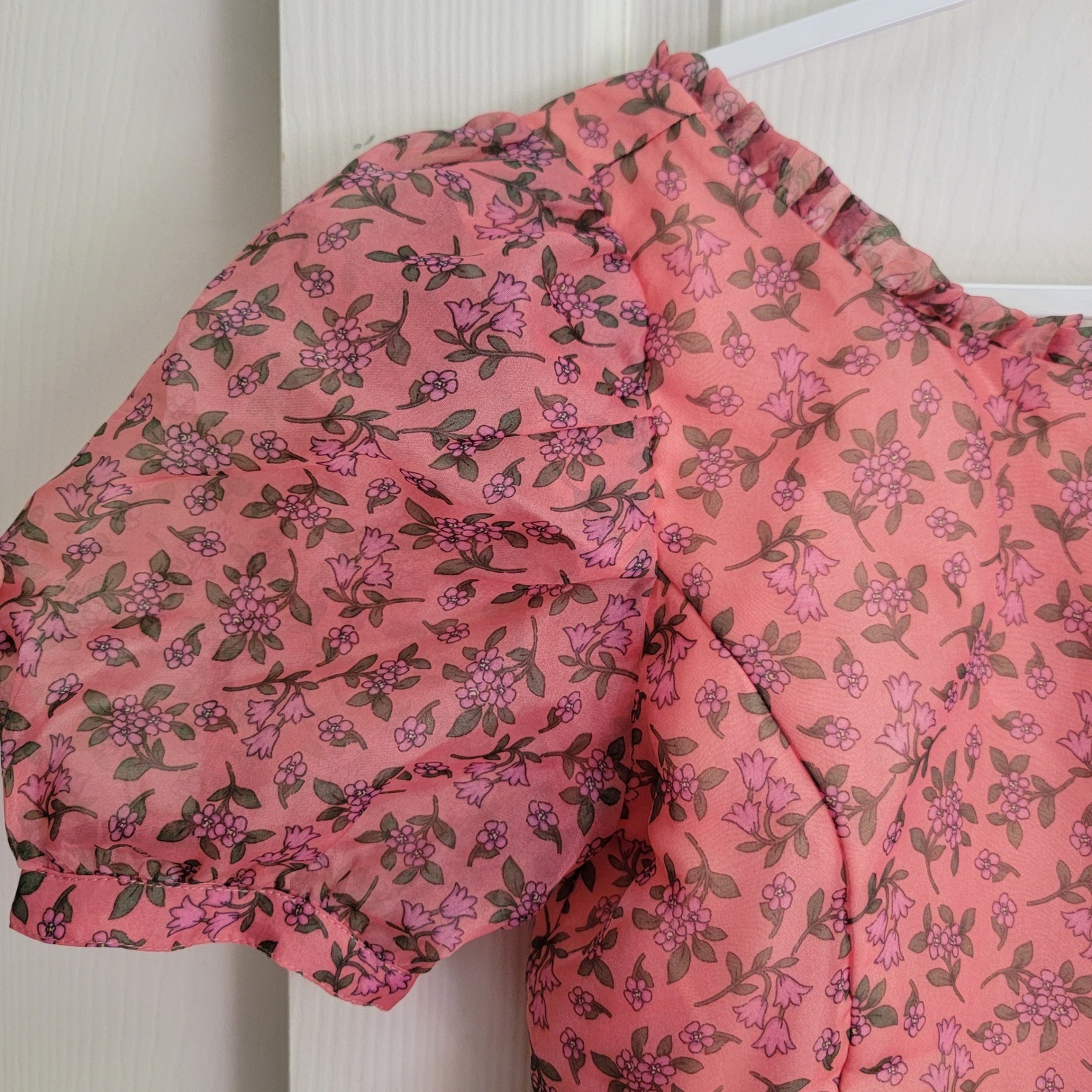 NWT Lost + Wander Pink Floral Venus Rising Mini Dress Babydoll Puff Sleeves Med