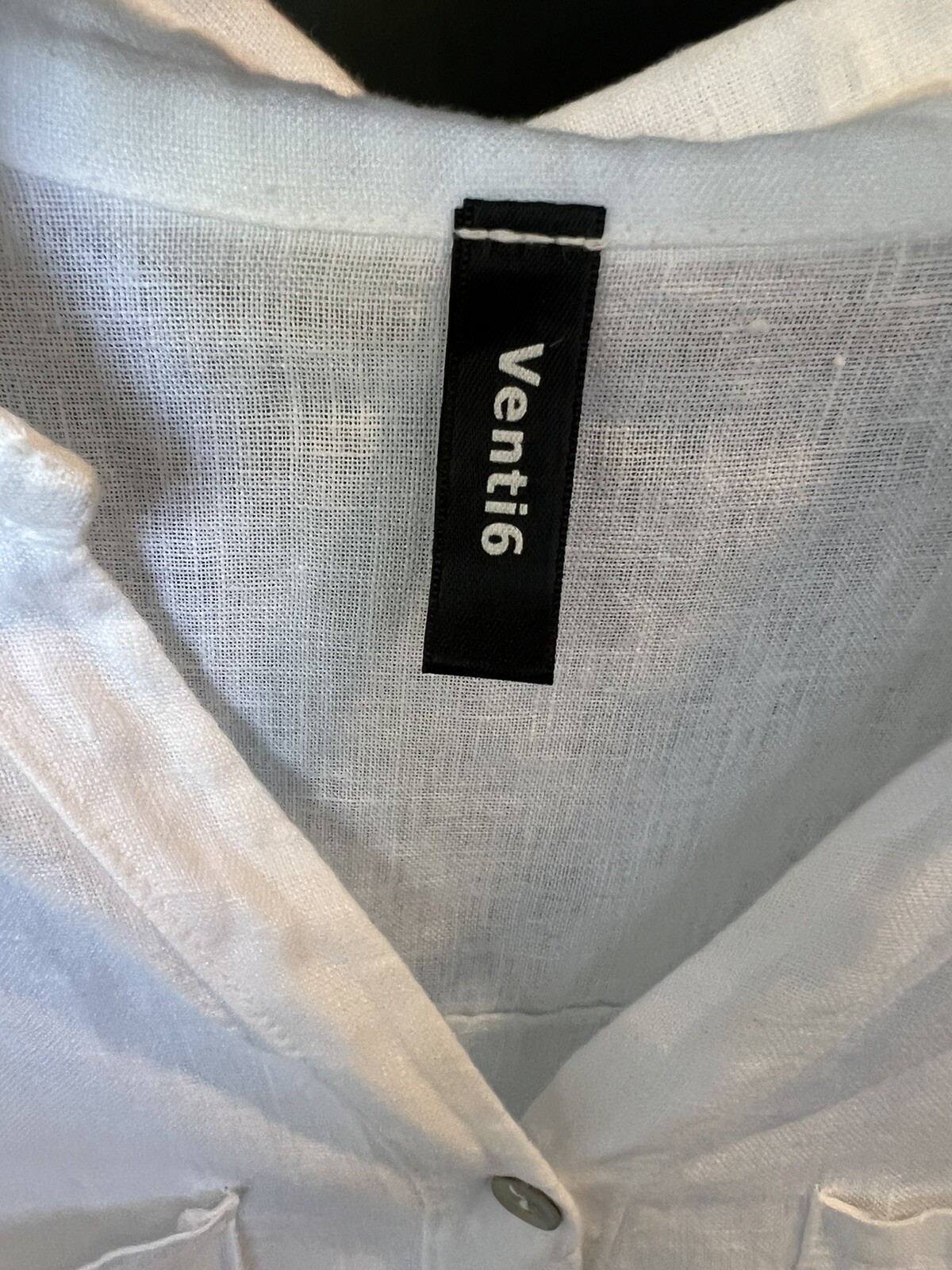 VENTI6 White Italian Linen Button Up Dress, Size S/M