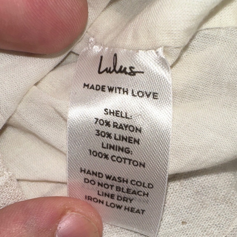 Lulus Oatmeal Linen Blend Button Front Mini Dress Cream Womens Size S