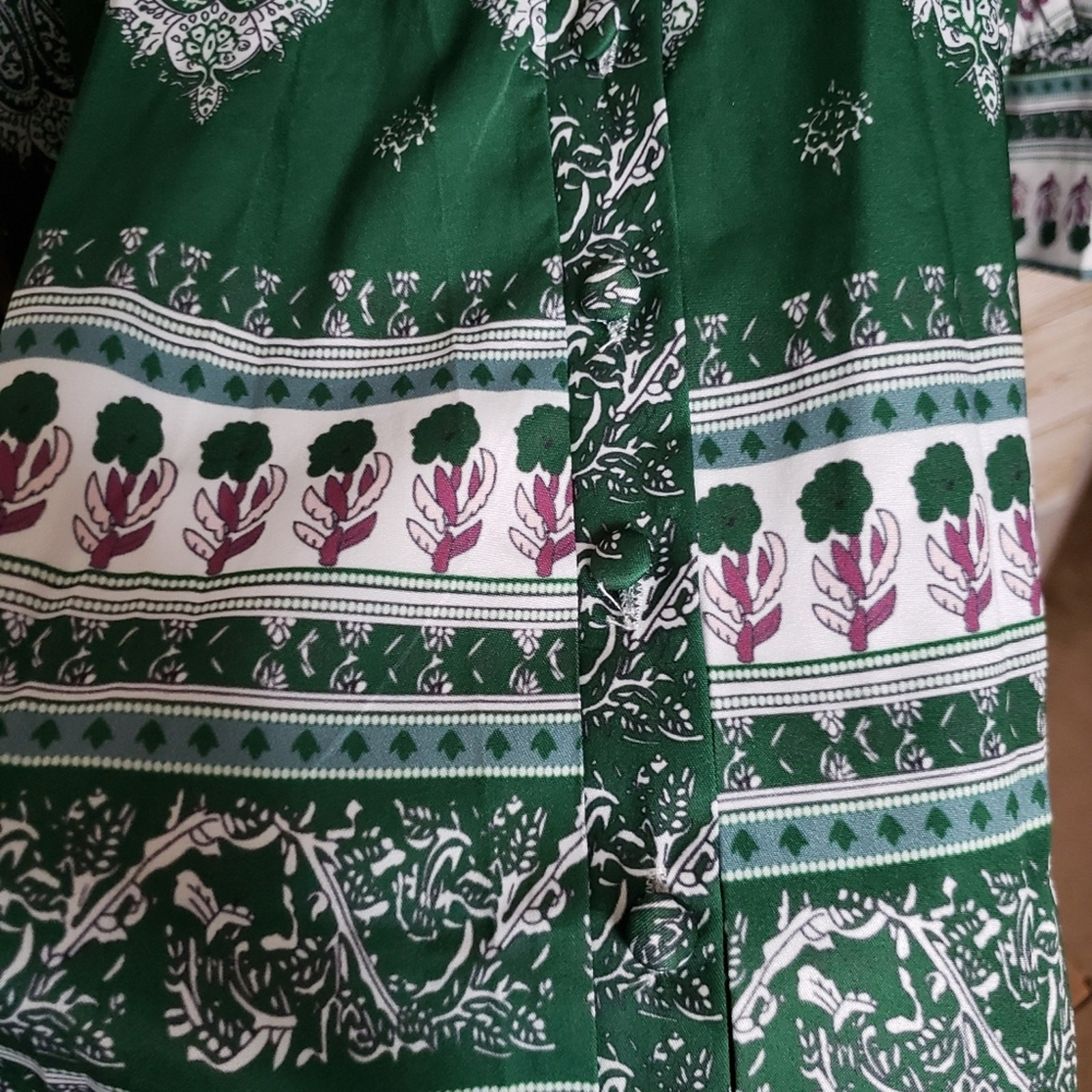 Printed Boho Shirt Dress M A-Line Mini Floral Paisley Festival Cottage Tribal.