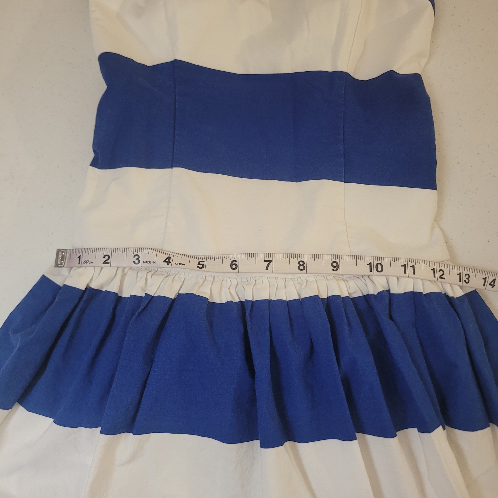 Abercrombie & Fitch Medium Striped Strapless Mini Dress Blue White Smocked