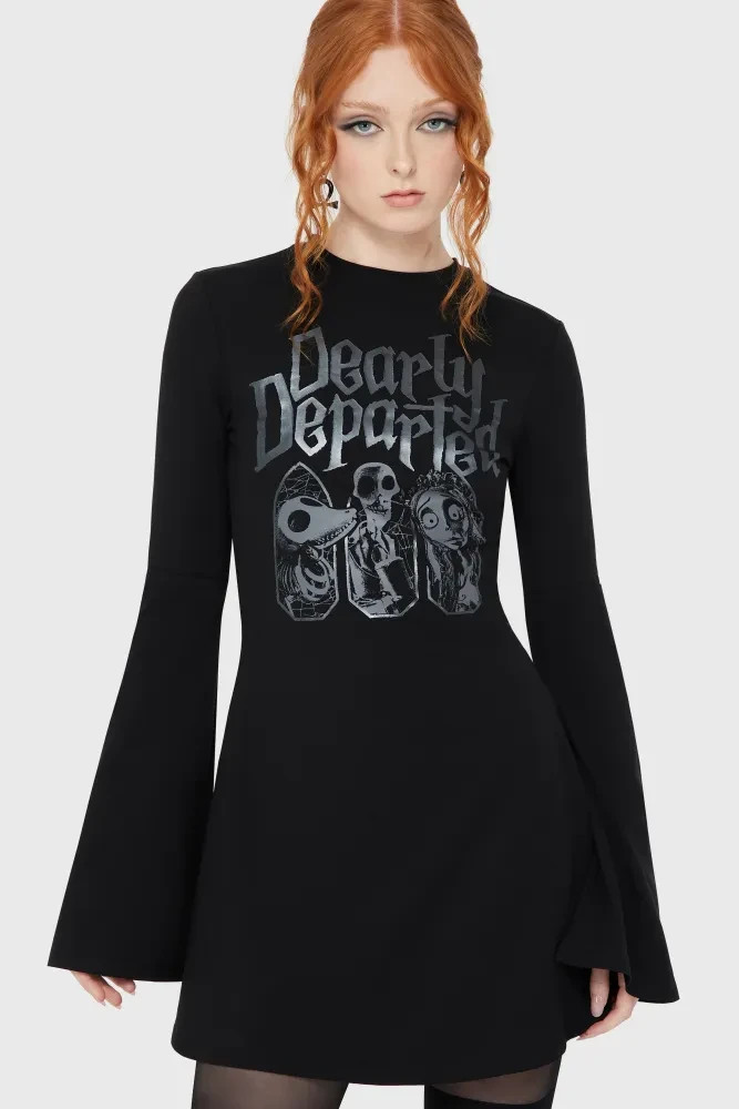 KILLSTAR Womens Dearly Departed Skater Dress – Black, Size 2XL
