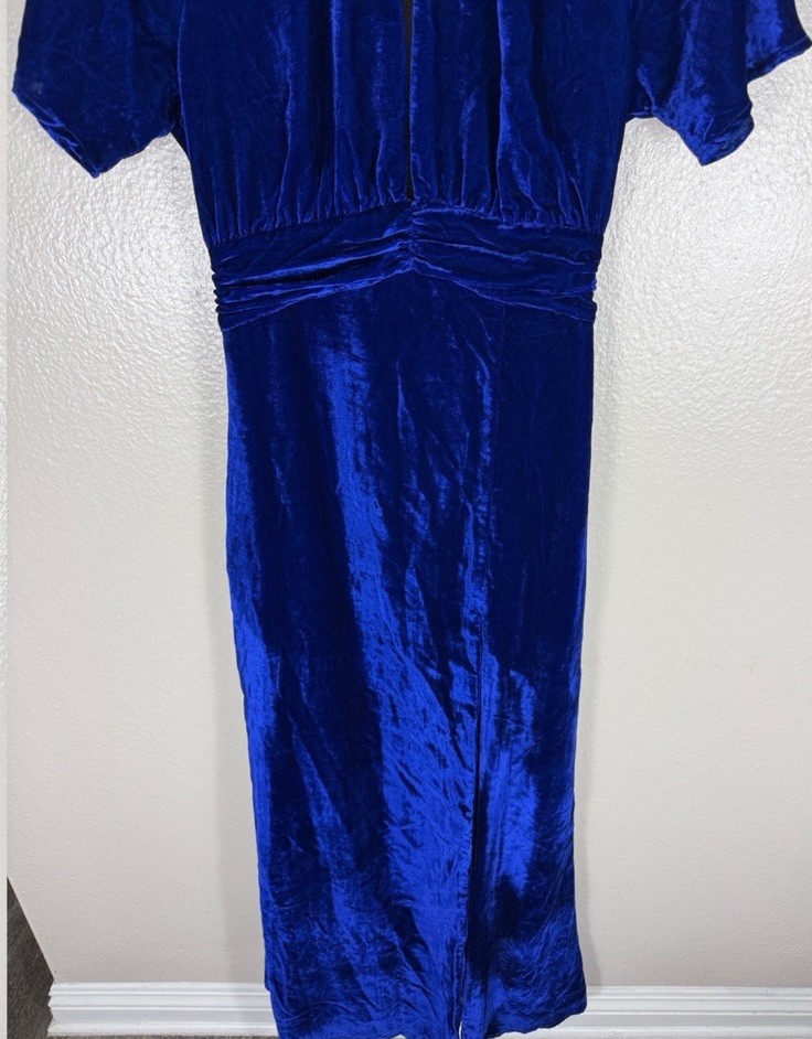 Lovers and Friends Navarin Velvet Blue Maxi Dress Size S