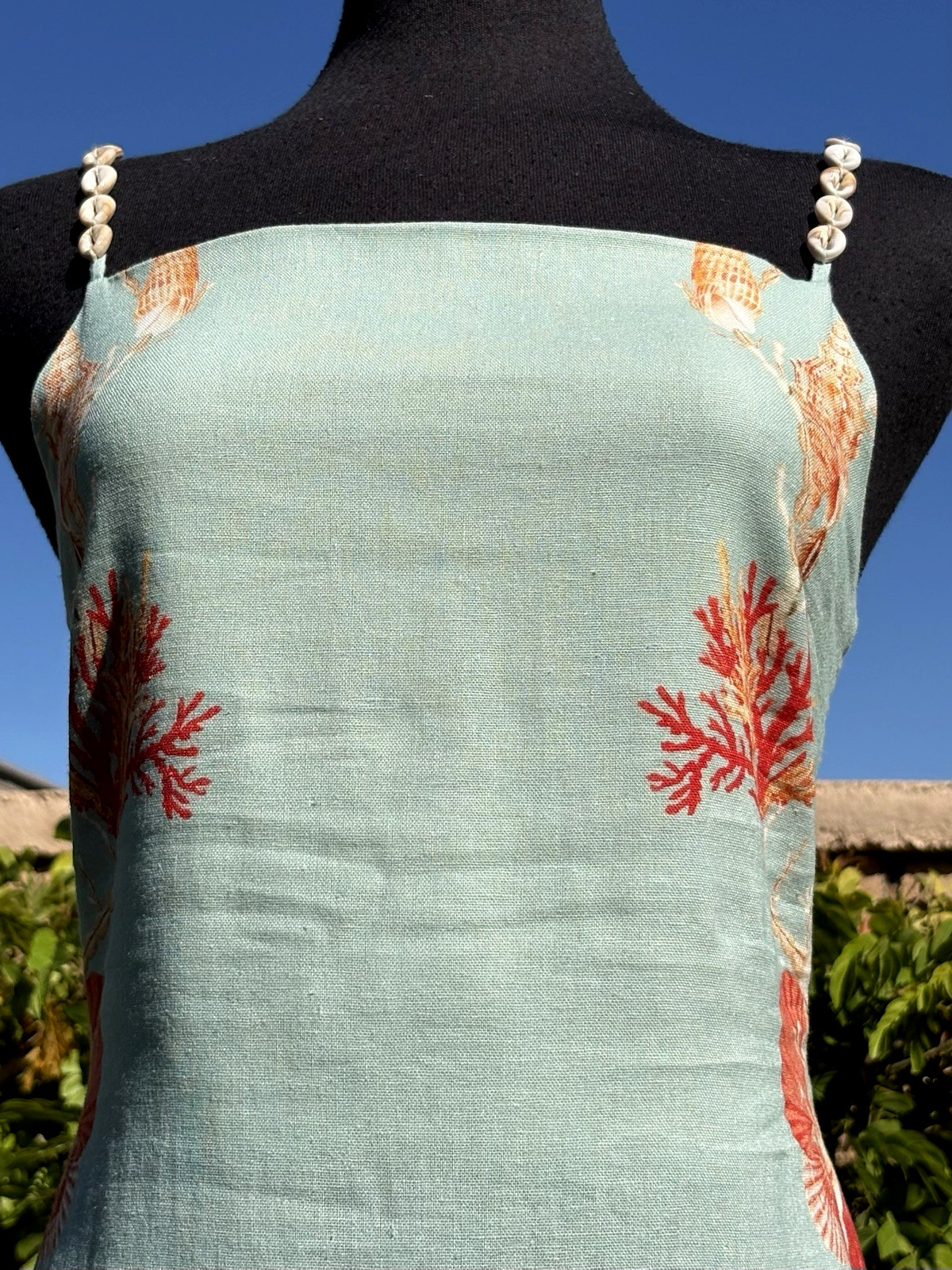 Caroline Constas SZ S Mint green/Multi shells print Squared neck Midi Dress-NWT