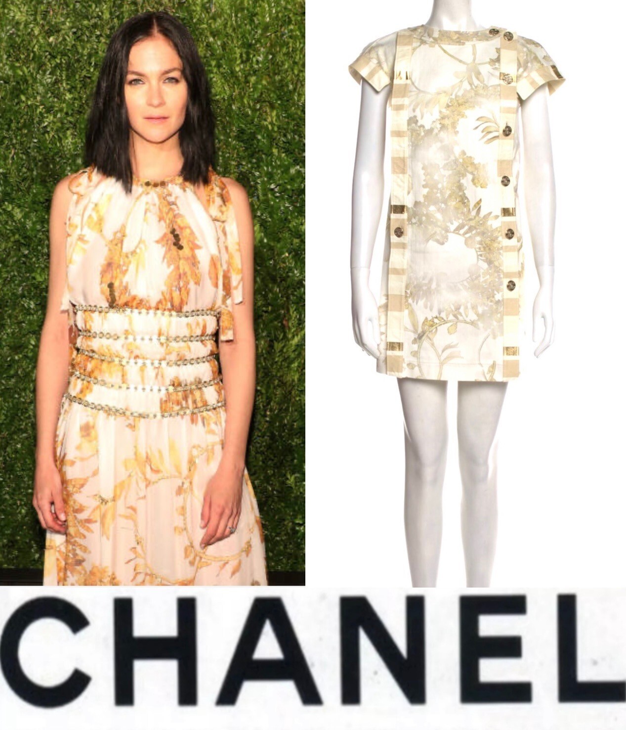 New Chanel 2018 Greece White Denim Gold Leather Mini Dress 34 36 2 4 Logo 18c S