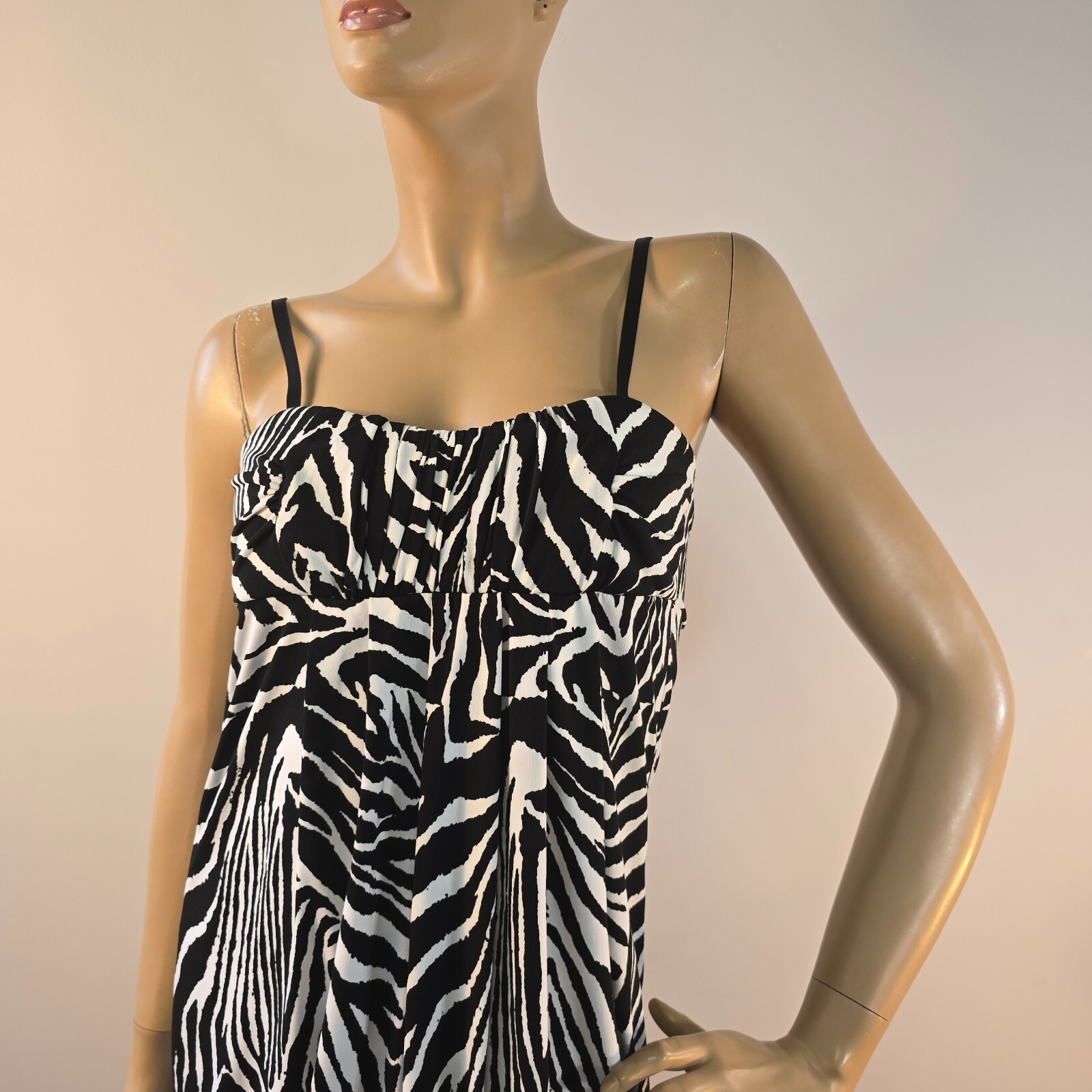 Twenty One Mini Dress Tunic Top Adj Straps Black And White Women Sz S USA Made