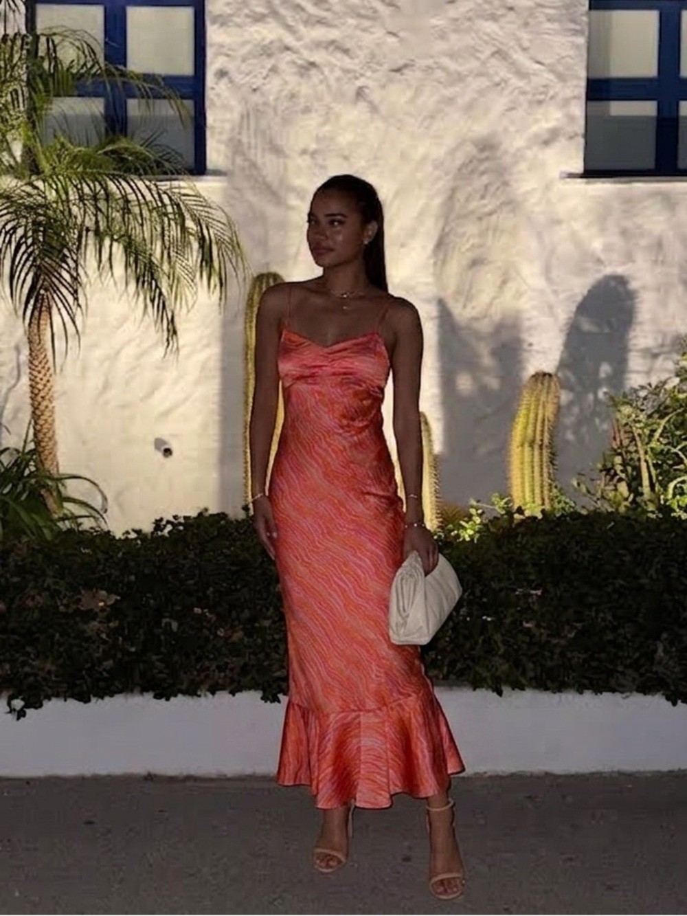 SALONI Mimi B Maxi Dress in Salmon Marbling Sz 6 US