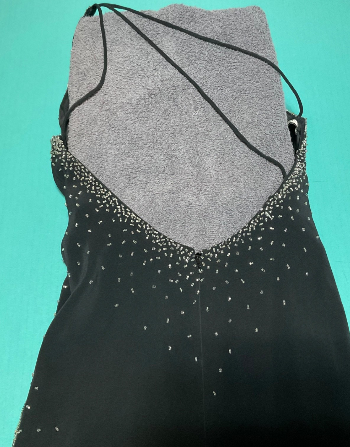 JASZ COUTURE Black Rhinestone Embellished FORMAL DRESS GOWN SZ 6 HOCO Cocktail
