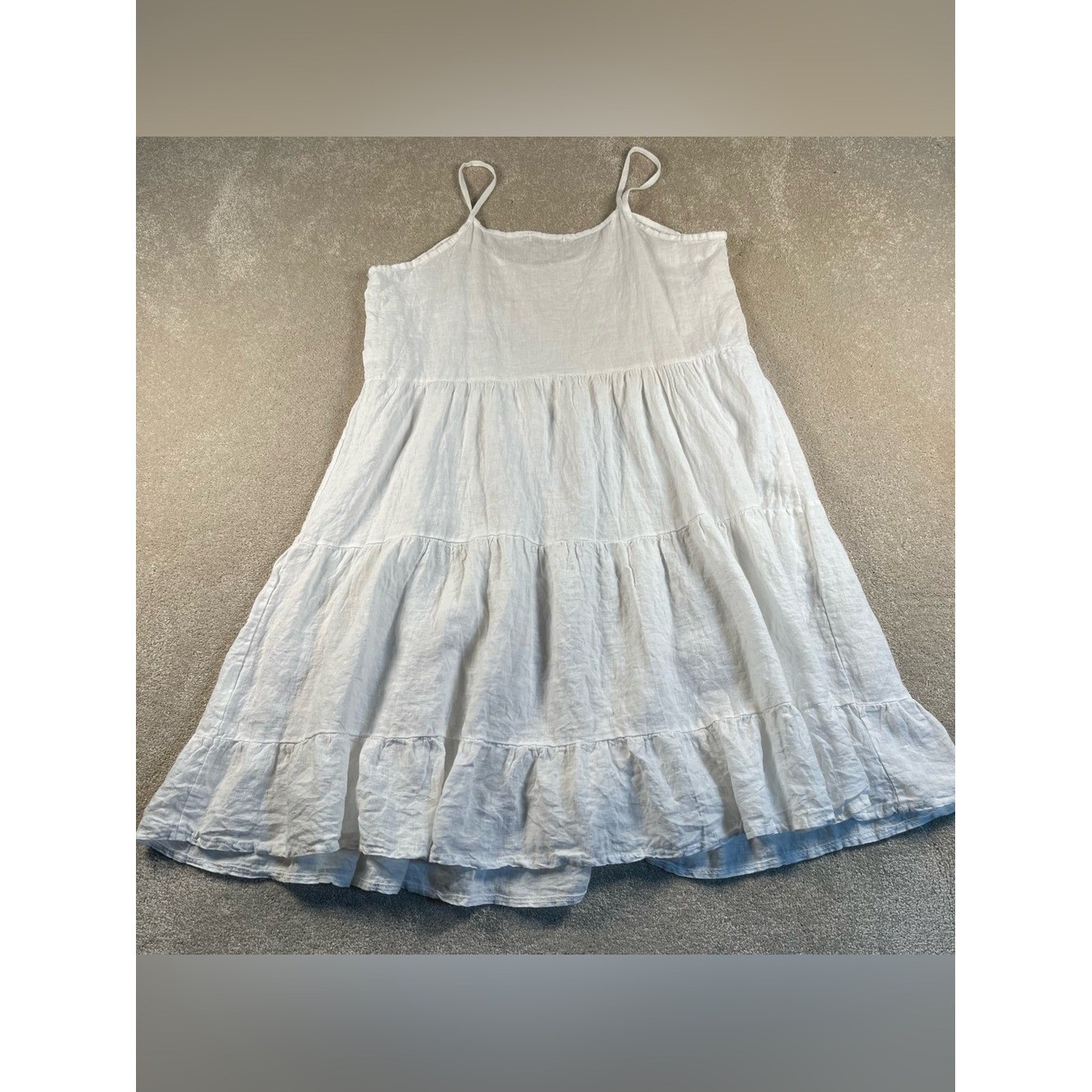 Valentina Naldi 100% Linen Dress Tiered Sun Dress Sleeveless Made in Italy Large