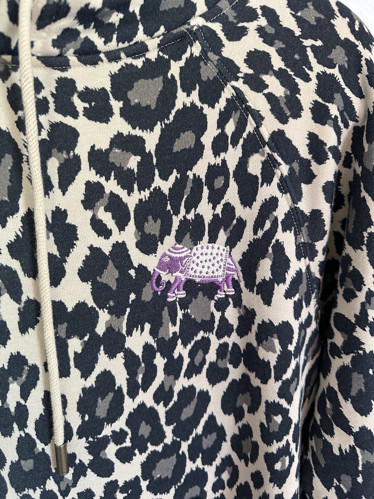 Nicole Miller Cheetah-Print Hooded Sweatshirt Mini Dress, Small