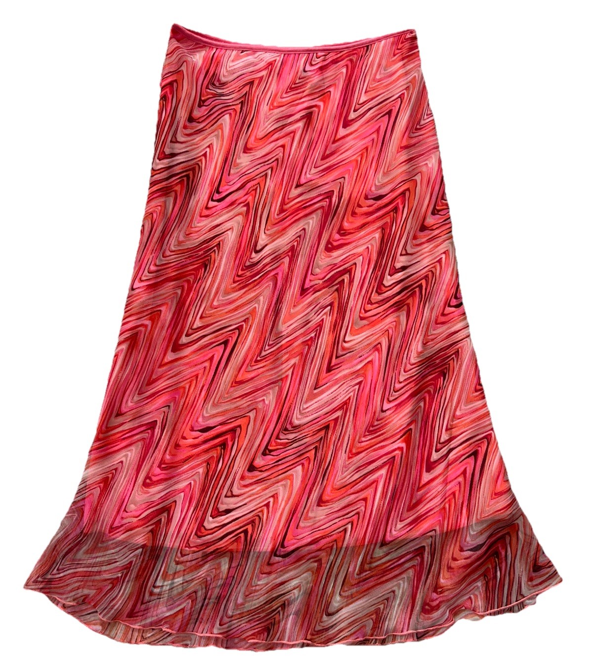 Vintage Y2K Wrapper Strapless Vibrant Coral Tube Dress / Skirt M Chiffon USA 90s