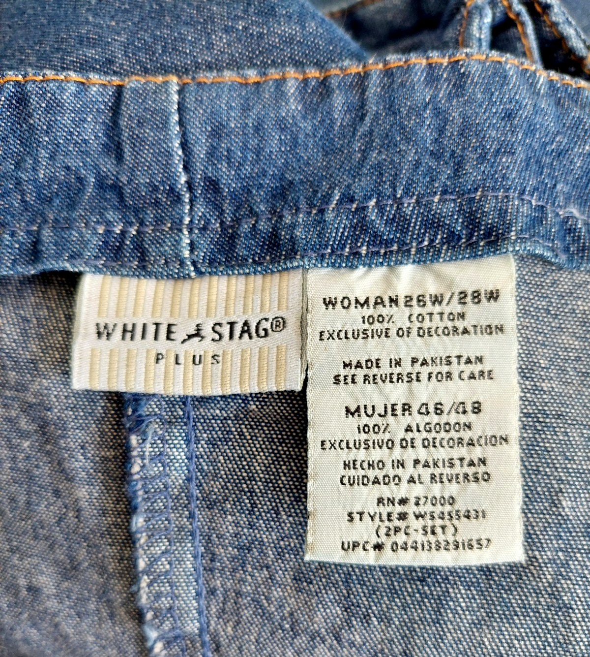 VTG White Stag Overall Dress Shift Jumper Denim Cotton Women’s Plus Sz 26