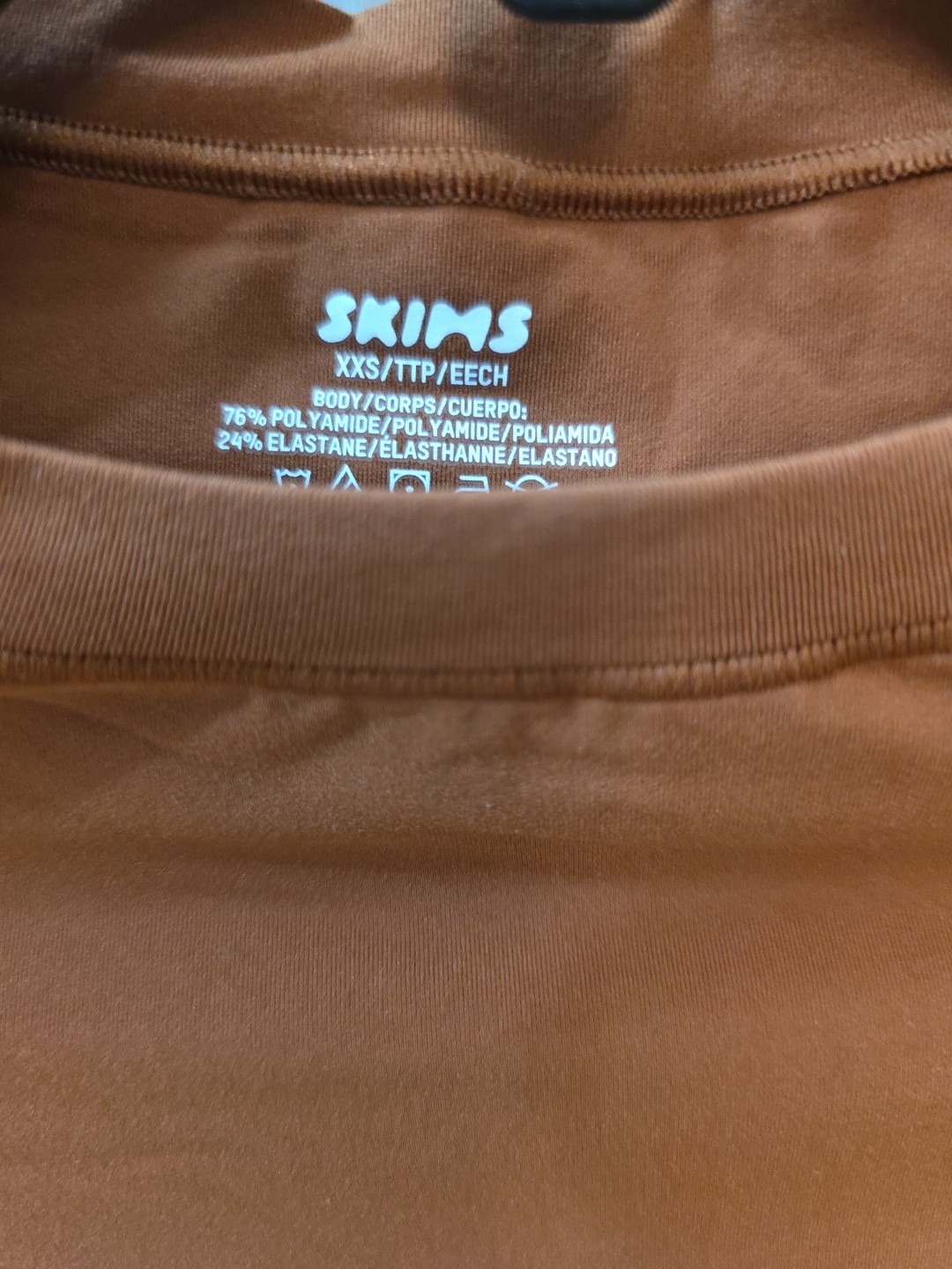 Skims Fits Everybody Long Sleeve Maxi Dress Rust Copper XXS Bodycon