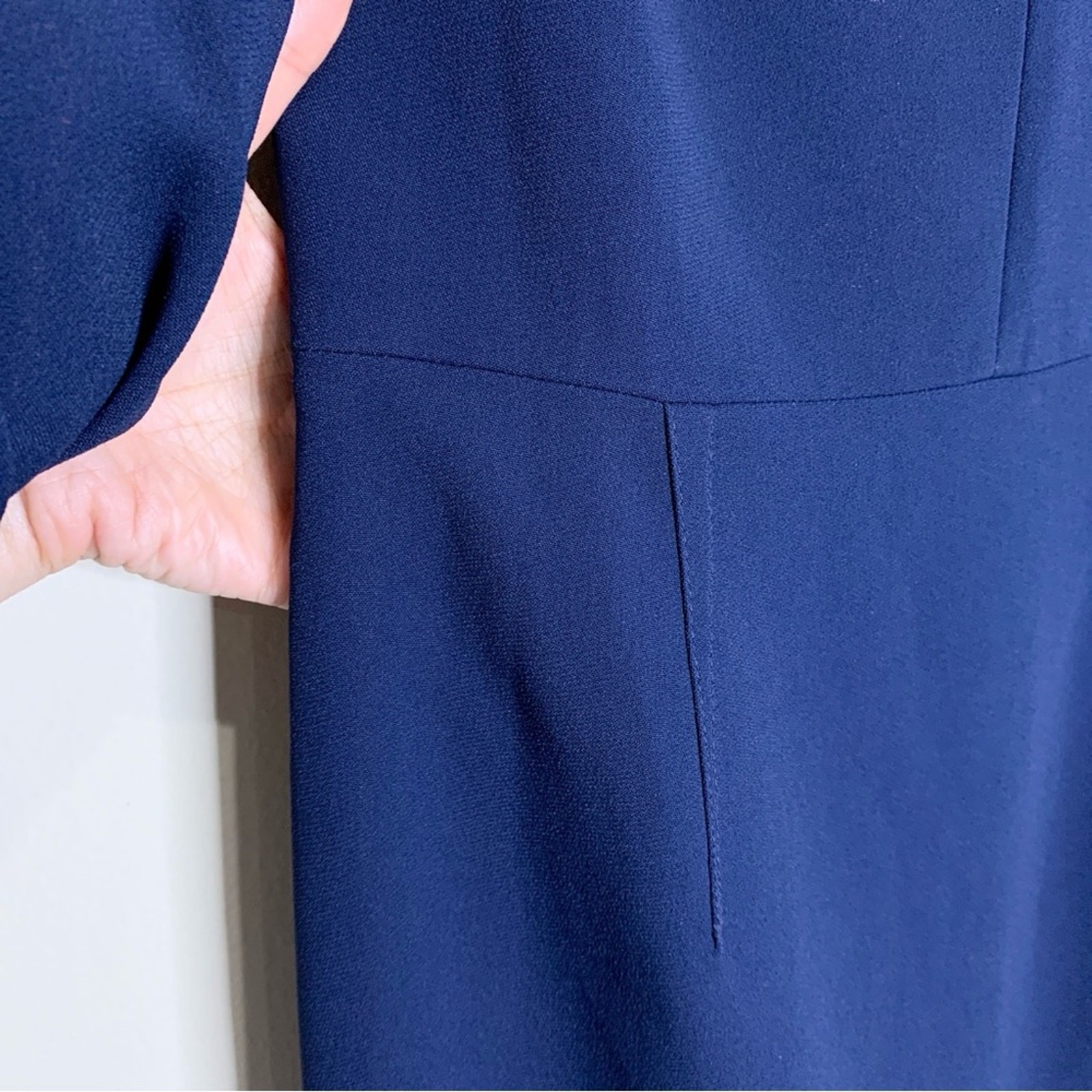 Roland Mouret Rosslare Dress (Sz US 8) Crepe Sheath Midi Navy Blue