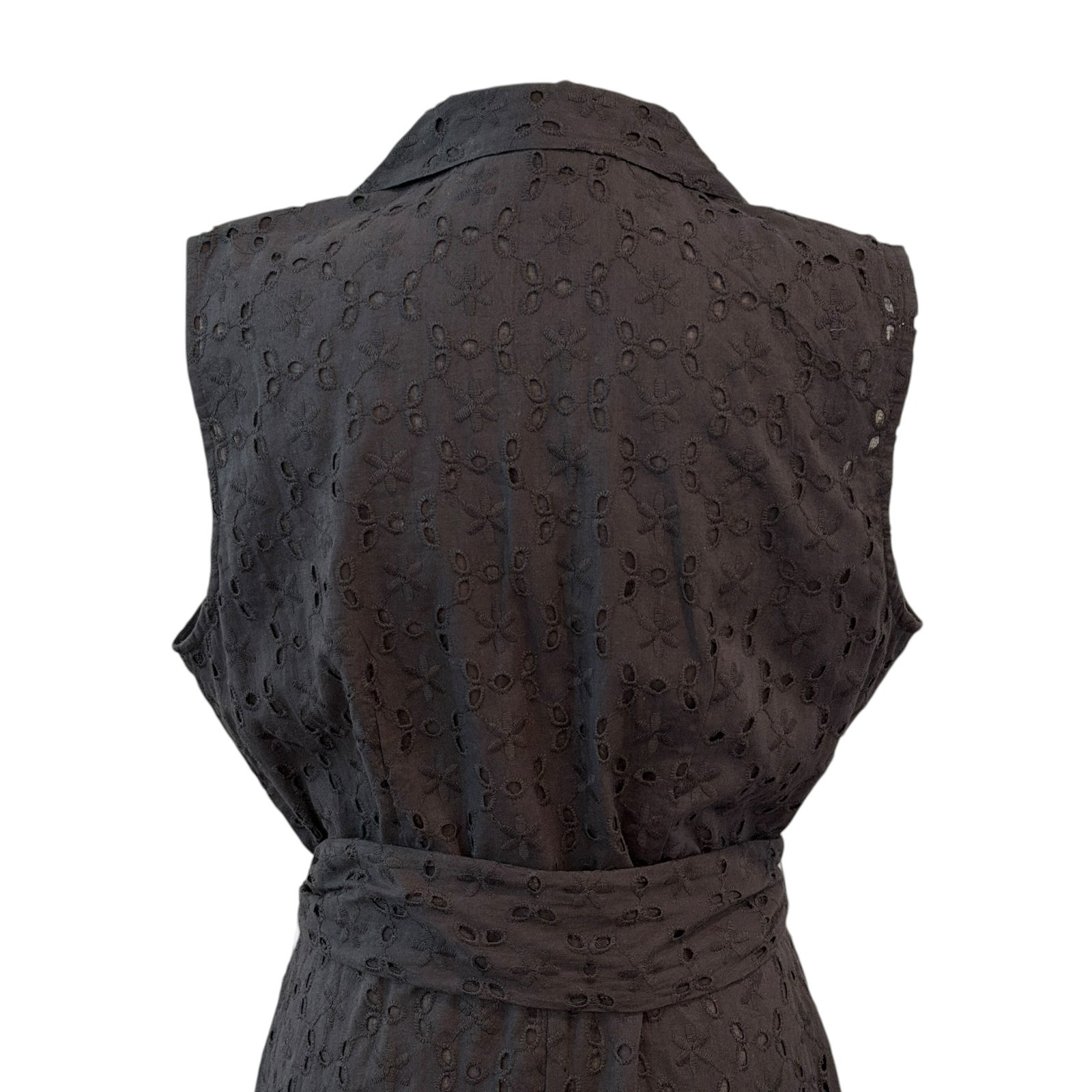 The J. Peterman Company Black Eyelet Shirtdress Size 8 Classic Retro Feminine