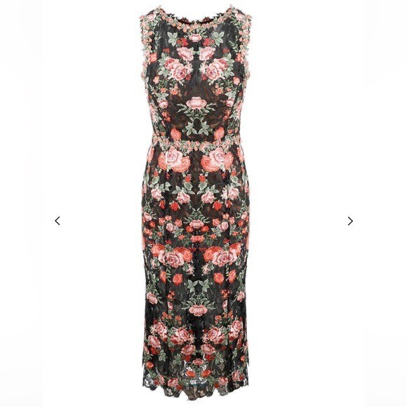 MARCHESA***Floral Guipure Lace Midi Dress***US 6 $795