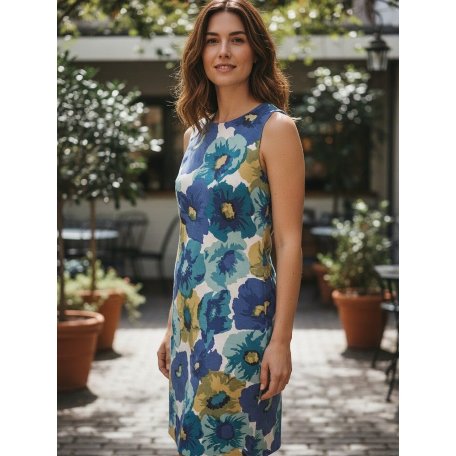 LOFT Botanical Floral Shift Dress – Dark Navy Artful Print – Size 12