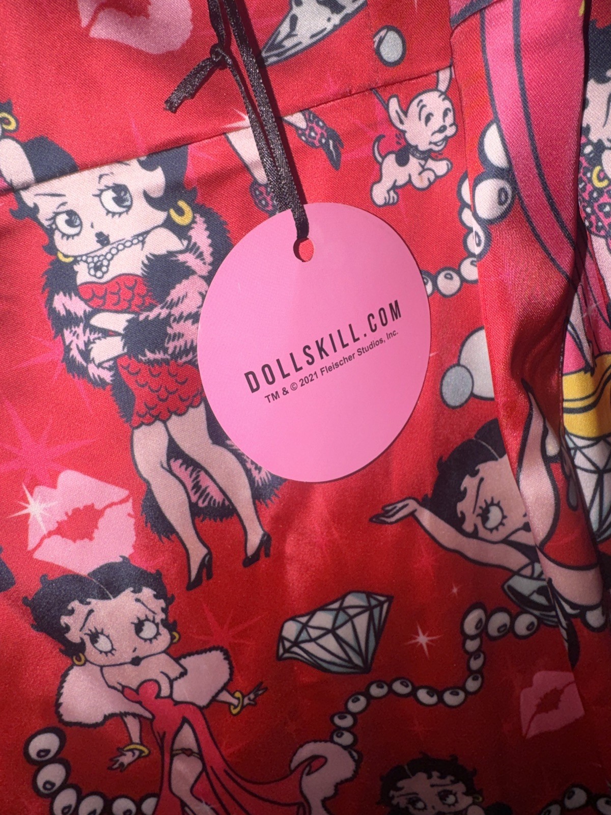 Dollskill Betty Boop Lover Catch A Kitten Satin Dress Limited Edition M NWT