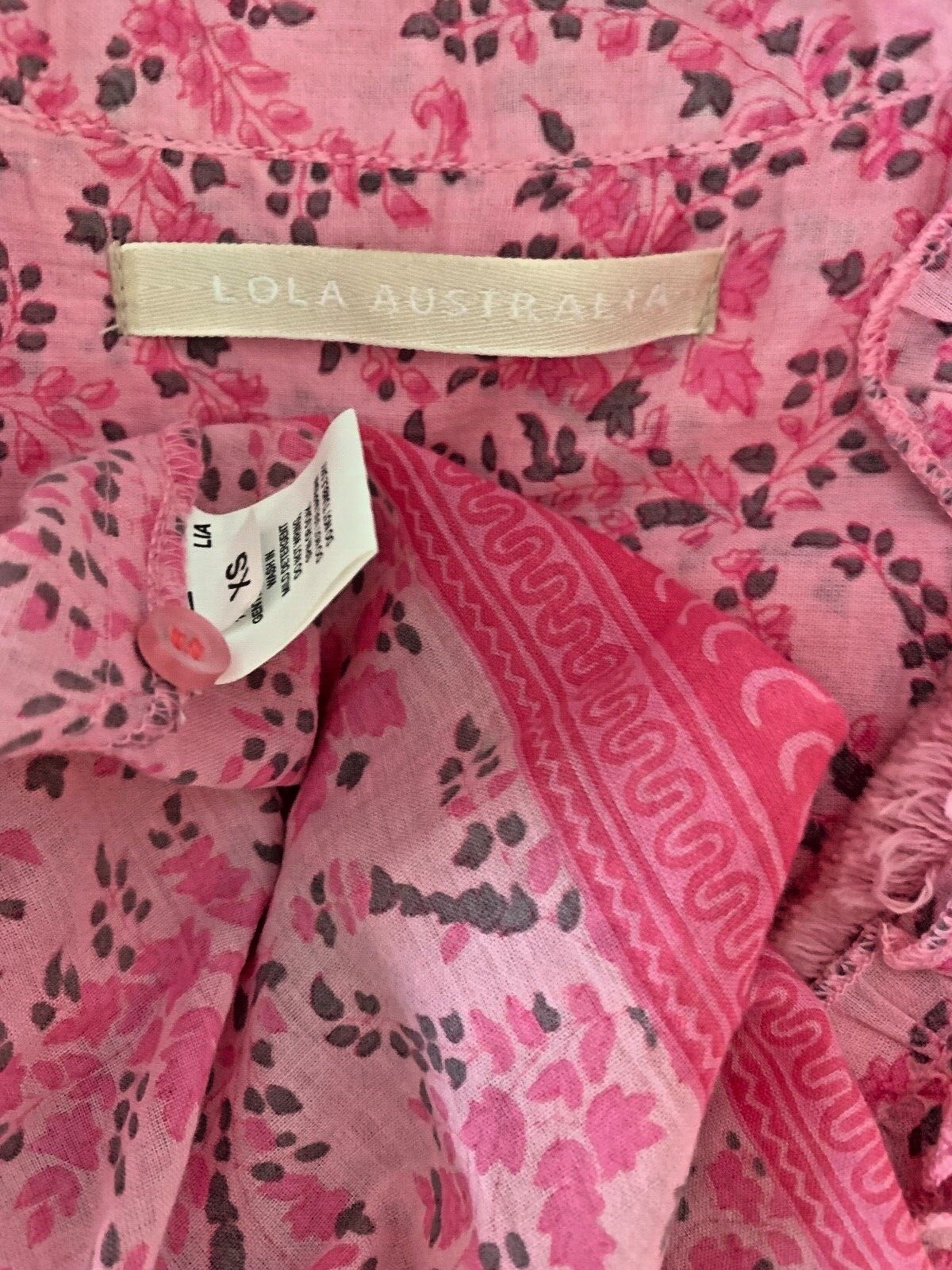 LOLA AUSTRALIA COTTON SUNDRESS MINI KNEE LENGTH PINK RARE XS DESIGNER