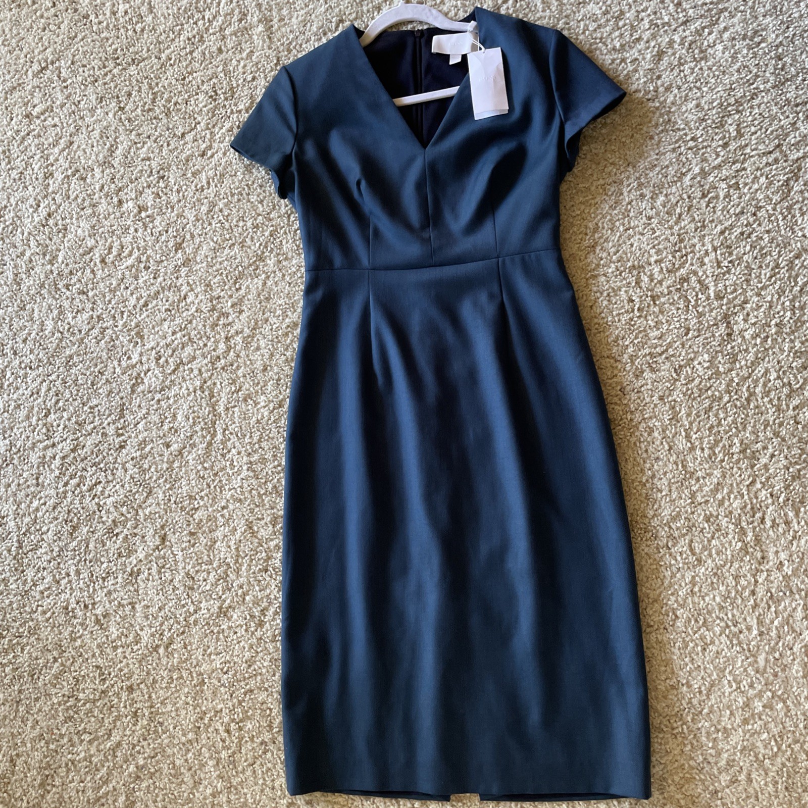 Hugo Boss Women’s Danati 100% Wool Short Sleeve Pencil Dress US 6 IT 42