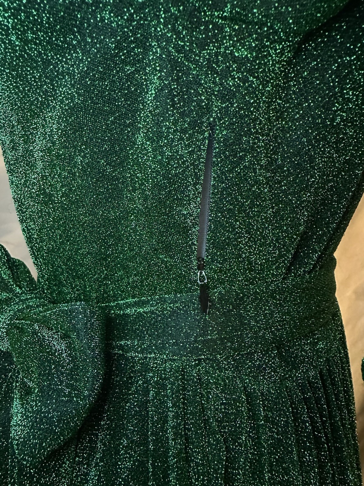 Alcoolique Green Glitter Lurex V-Neck Long Sleeve Maxi Dress Women’s 42