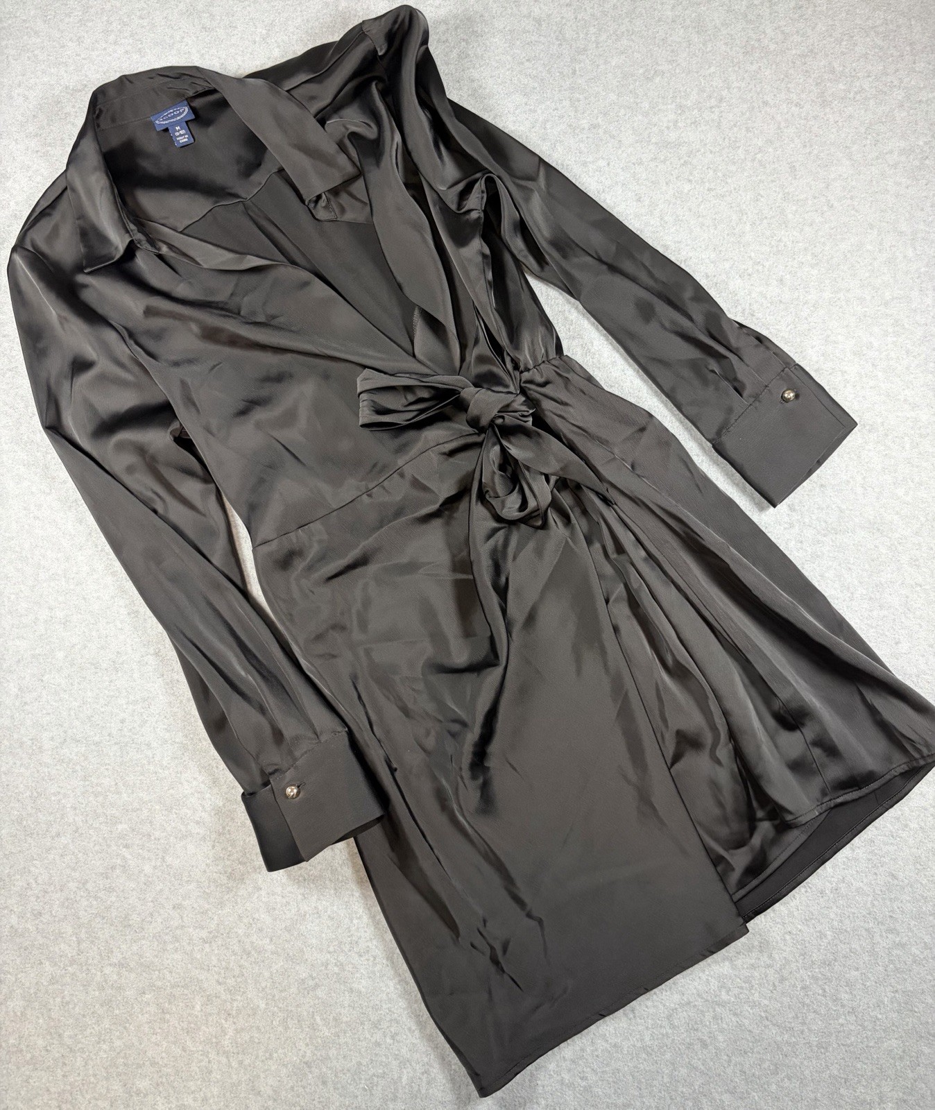 Scoop Women Dress Black Tie Waist Long Sleeve Formal Party Cocktail Wear Size M