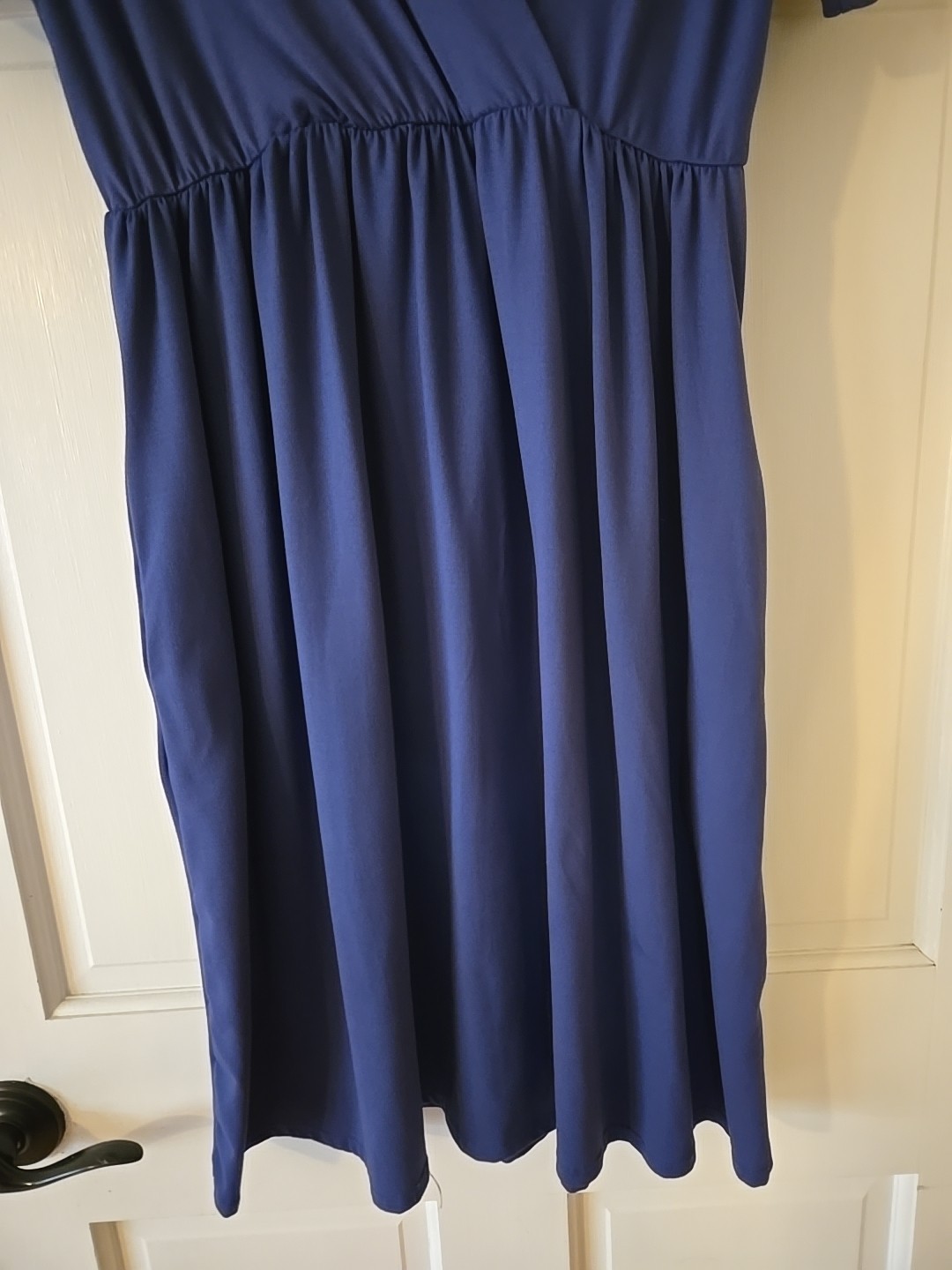 Shop Basic USA Women’s Medium Short Sleeve Dress Blue Stretch Pullover VNeck