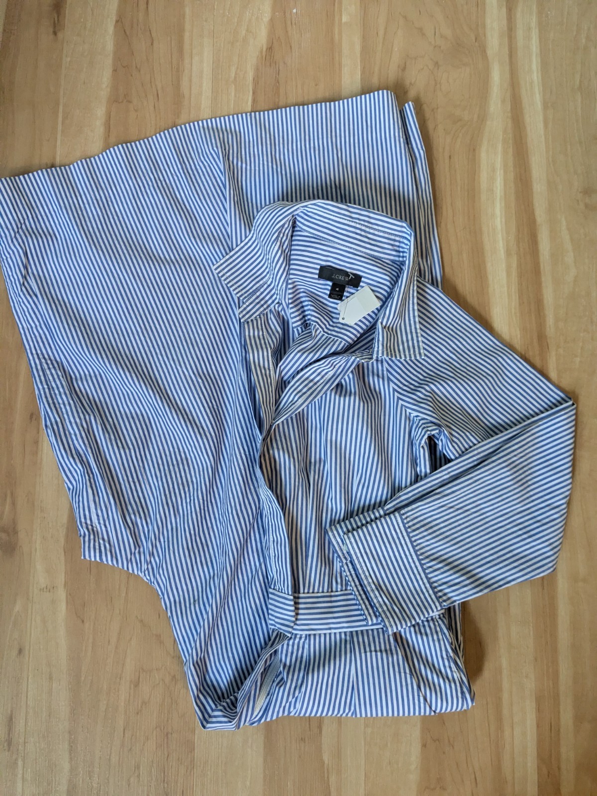 J.Crew Women’s Blue/White Striped Collared Jumpsuit Cotton, Size 4