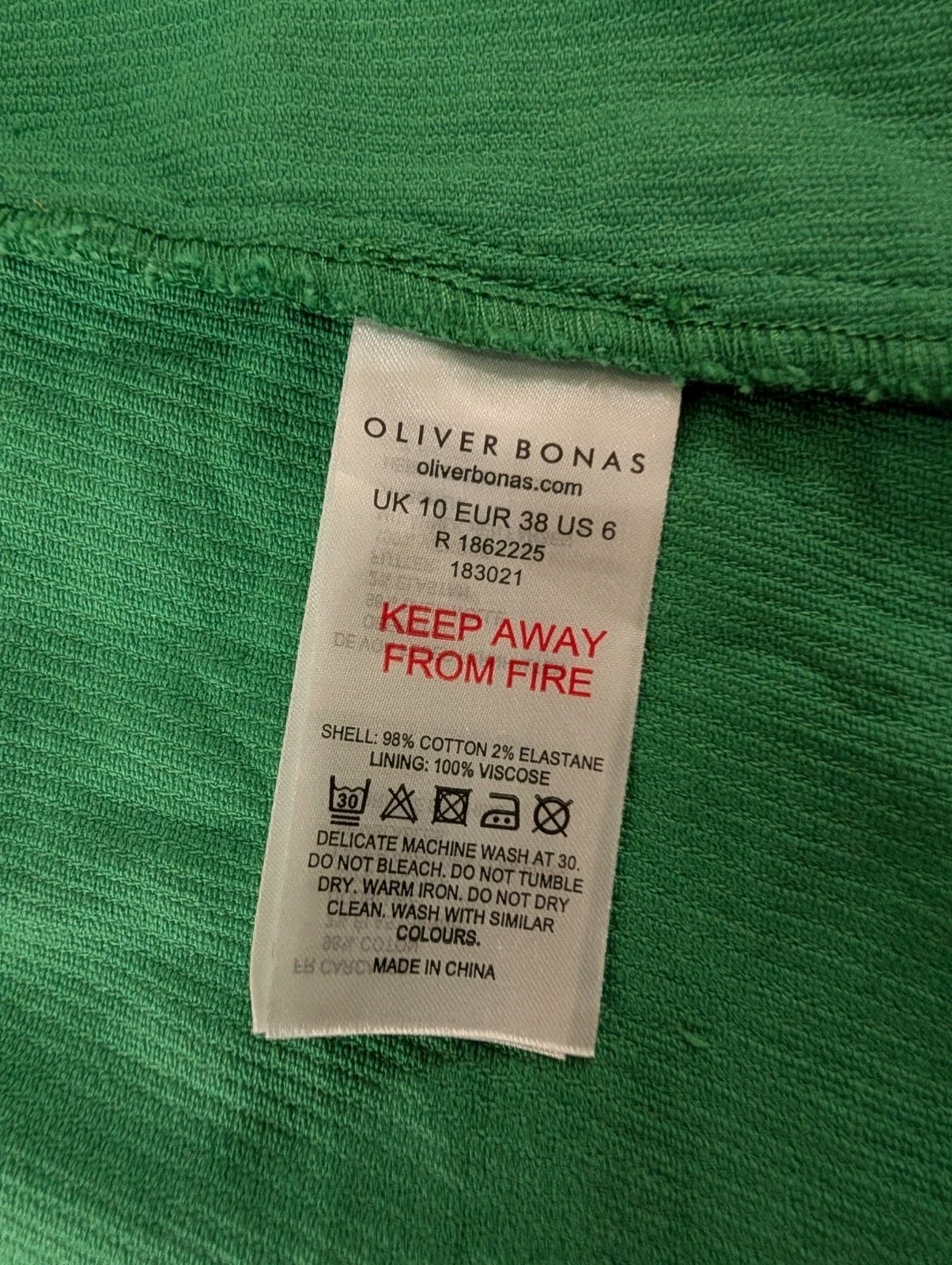 Oliver Bonas Green Corduroy V-Neck Mini Dress UK Size 10