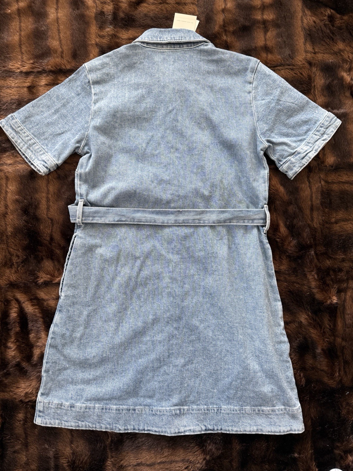 Free Assembly Women’s Embroidered Denim Mini Shirtdress Blue Small NWT