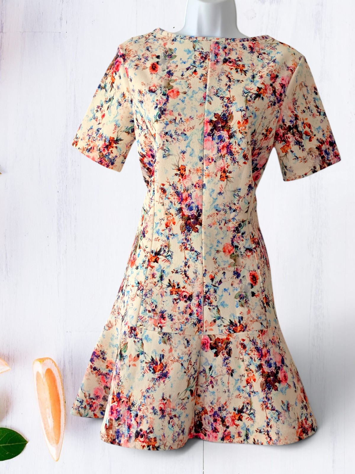 WAREHOUSE Floral Dress 10 Cream Wedding Guest Races Party Summer Graduation New