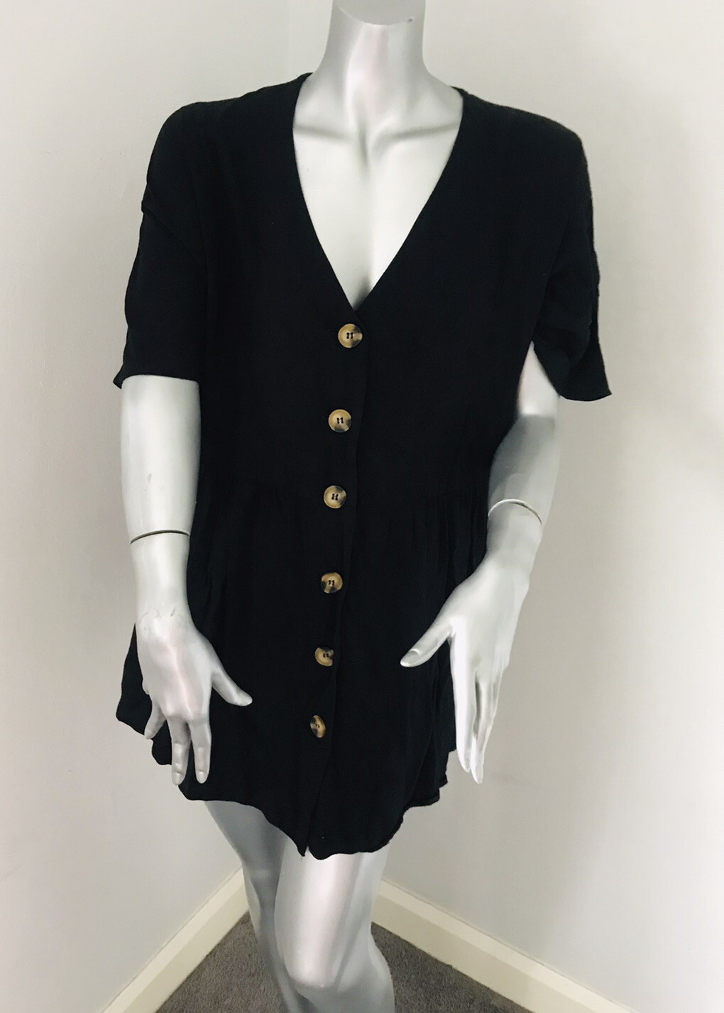 ❤️ASOS Black Button Up Oversized Babydoll Dress Uk8❤️