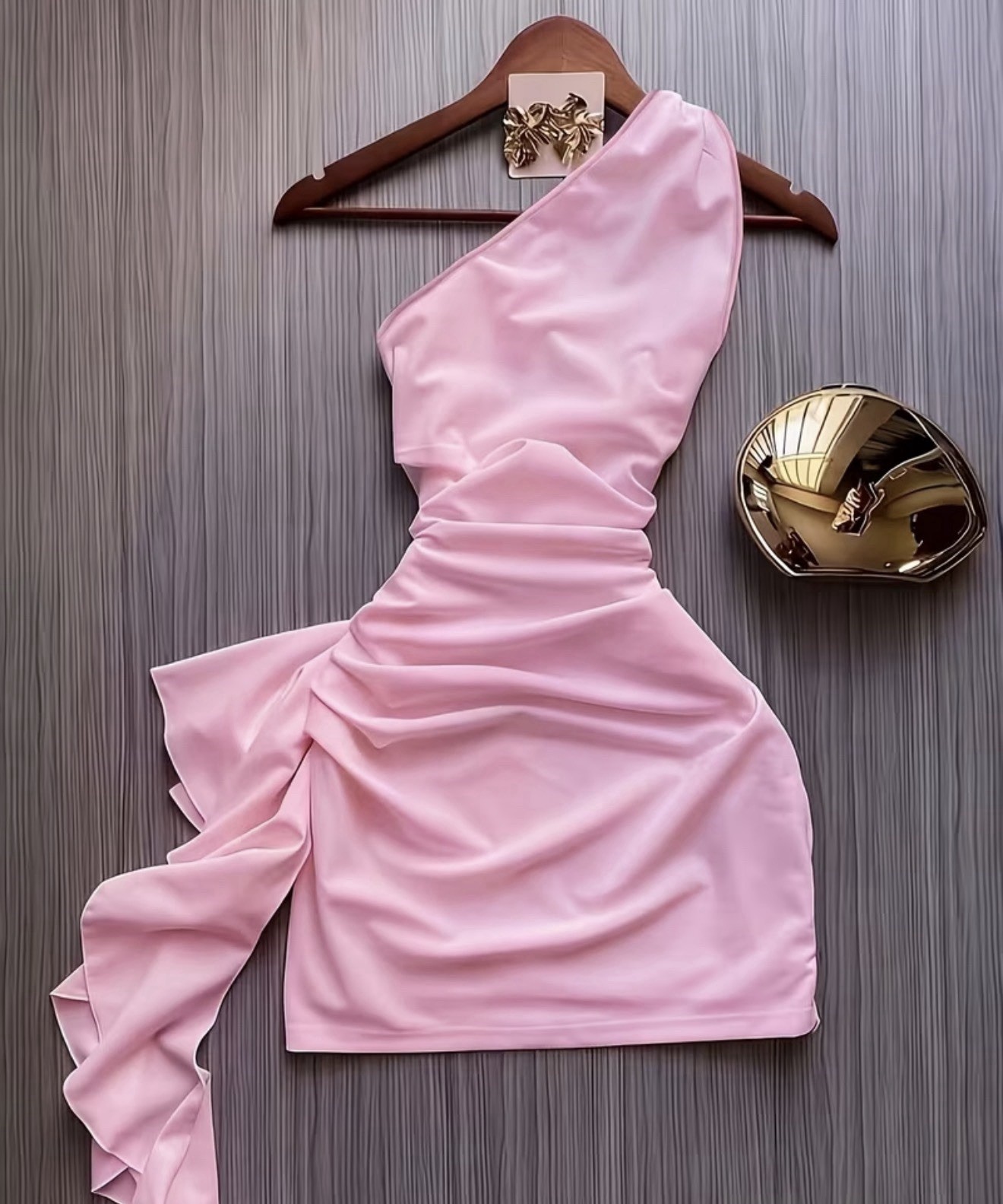 Sz XL Ruched 1 Shoulder Mini Dress Party Wedding Cocktail Club Prom Homecoming
