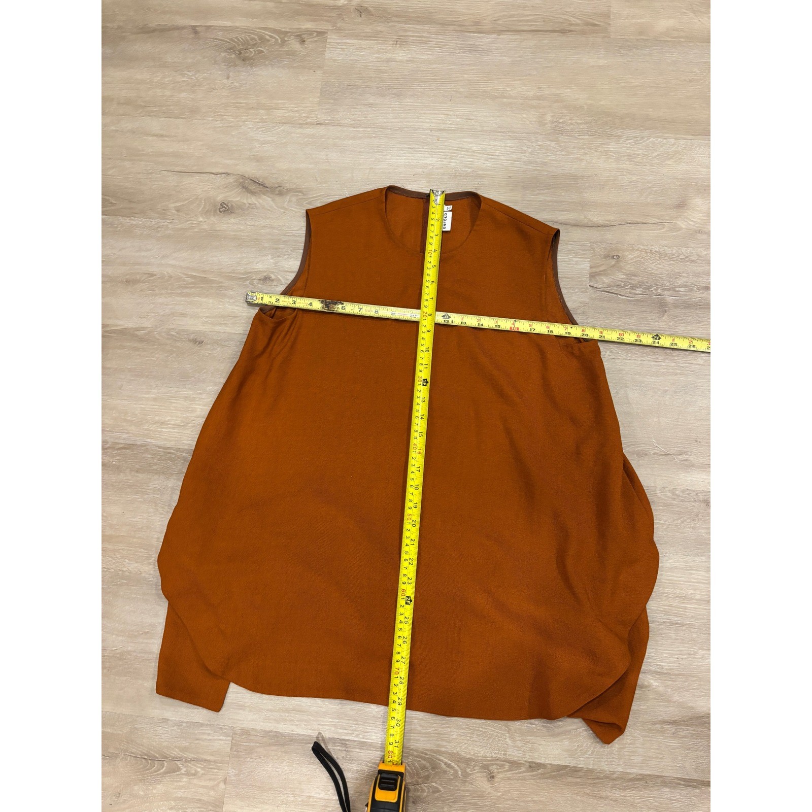 Enfold Rust Orange Sleeveless Trapeze Shift Dress Japanese Designer Size 38