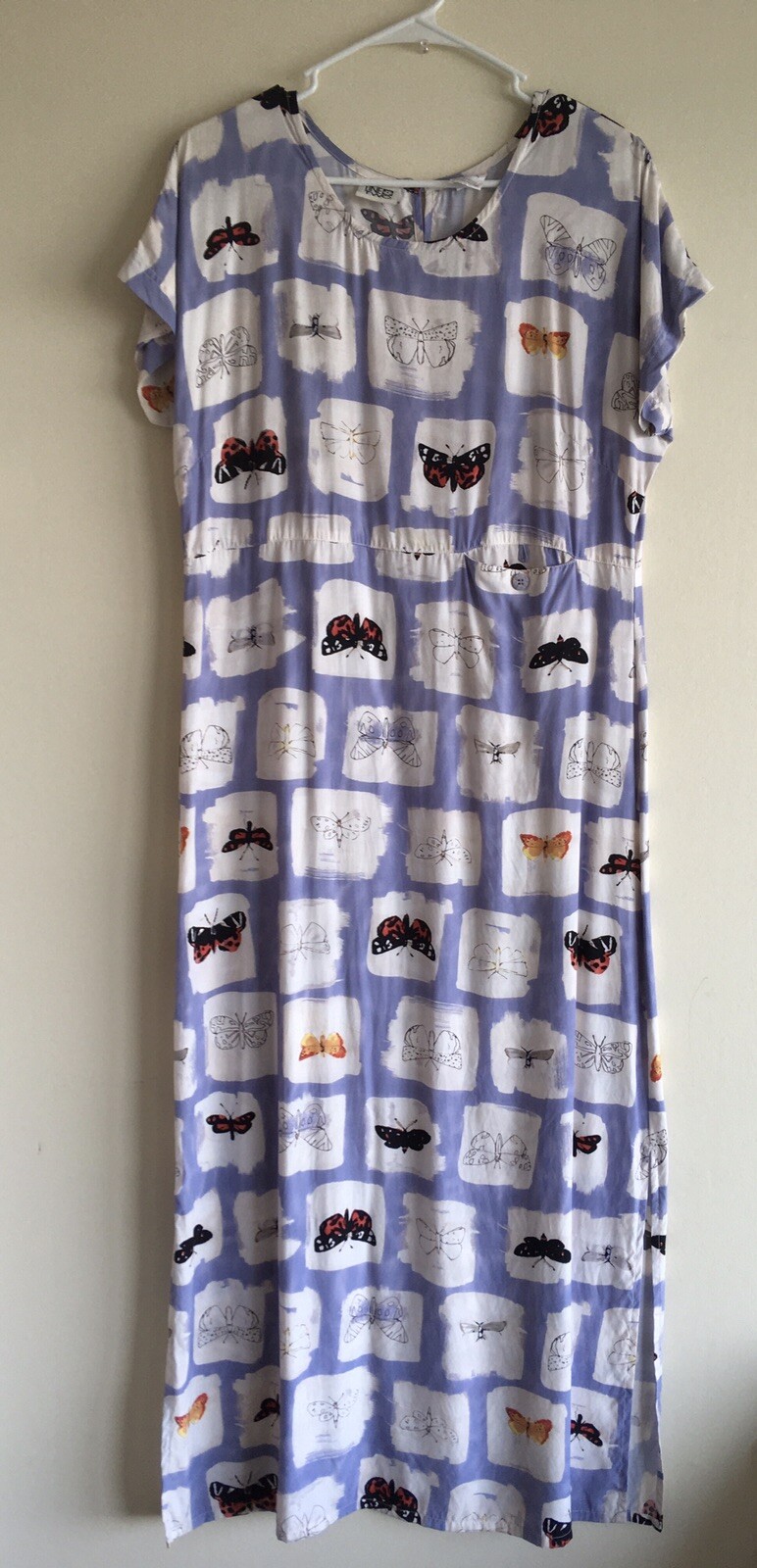 Boho Women’s Vintage Long Slim Summer Sheath Dress Butterflies Medium
