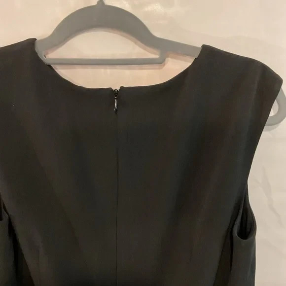London Times Cream/Black/gold Metallic Midi back zip Dress Sz 12“